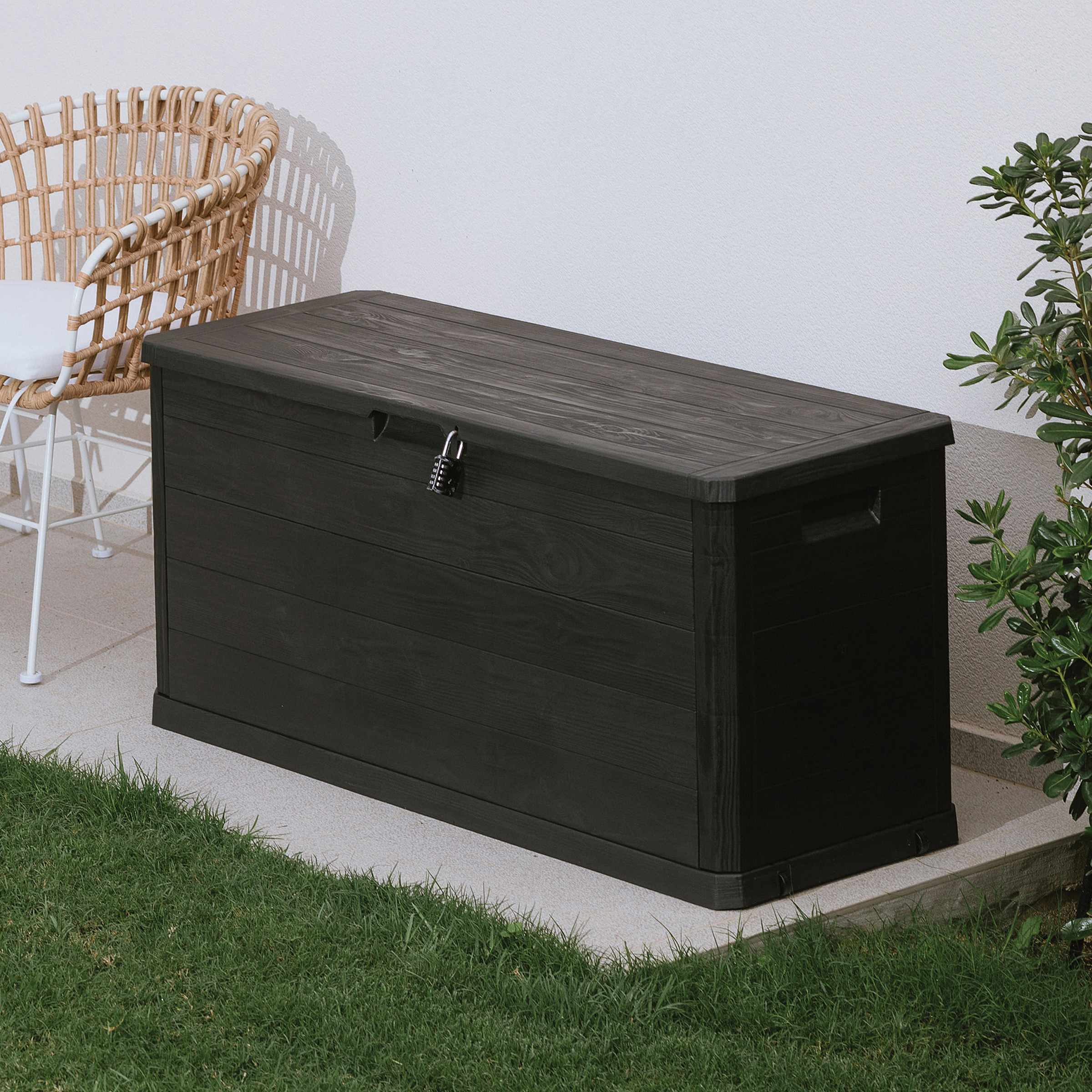 Gartenbox Woody's Multibox Schwarz 117 x 45 cm
