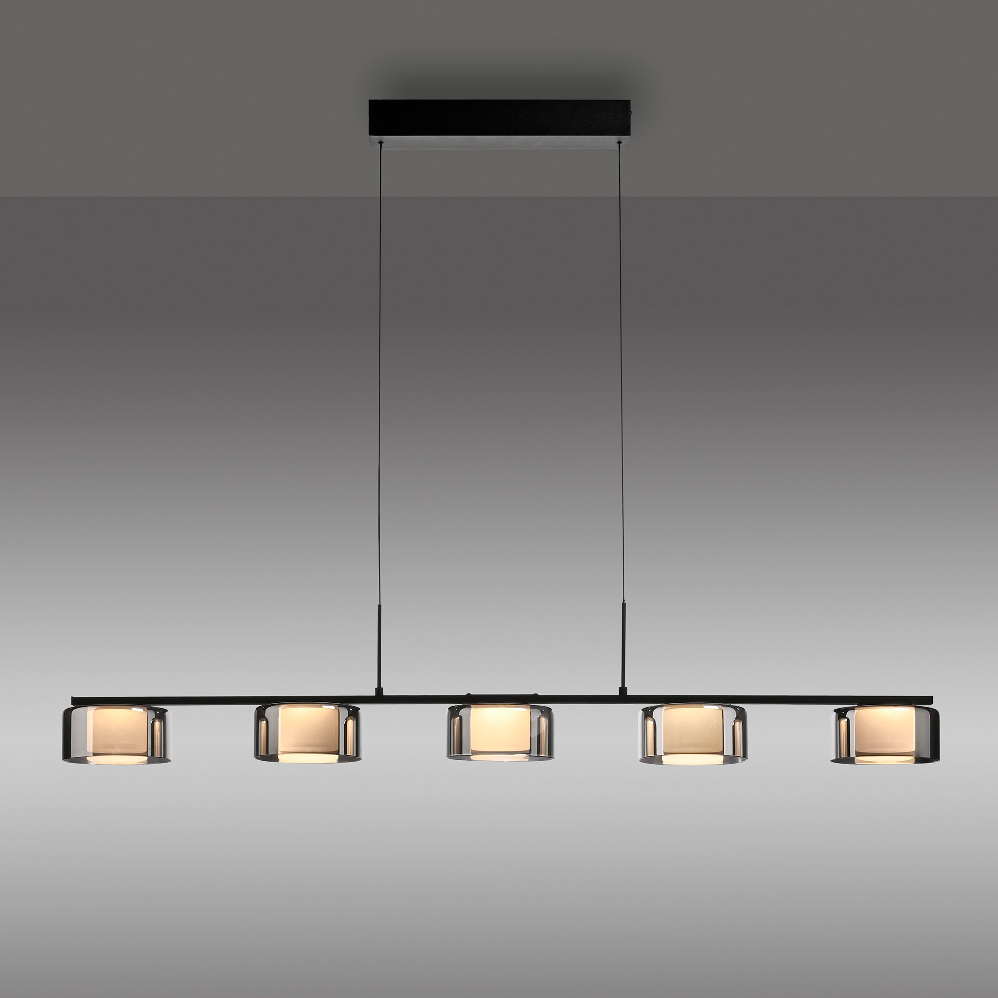 LED-Pendelleuchte Rika Typ B Klarglas / Eisen Schwarz