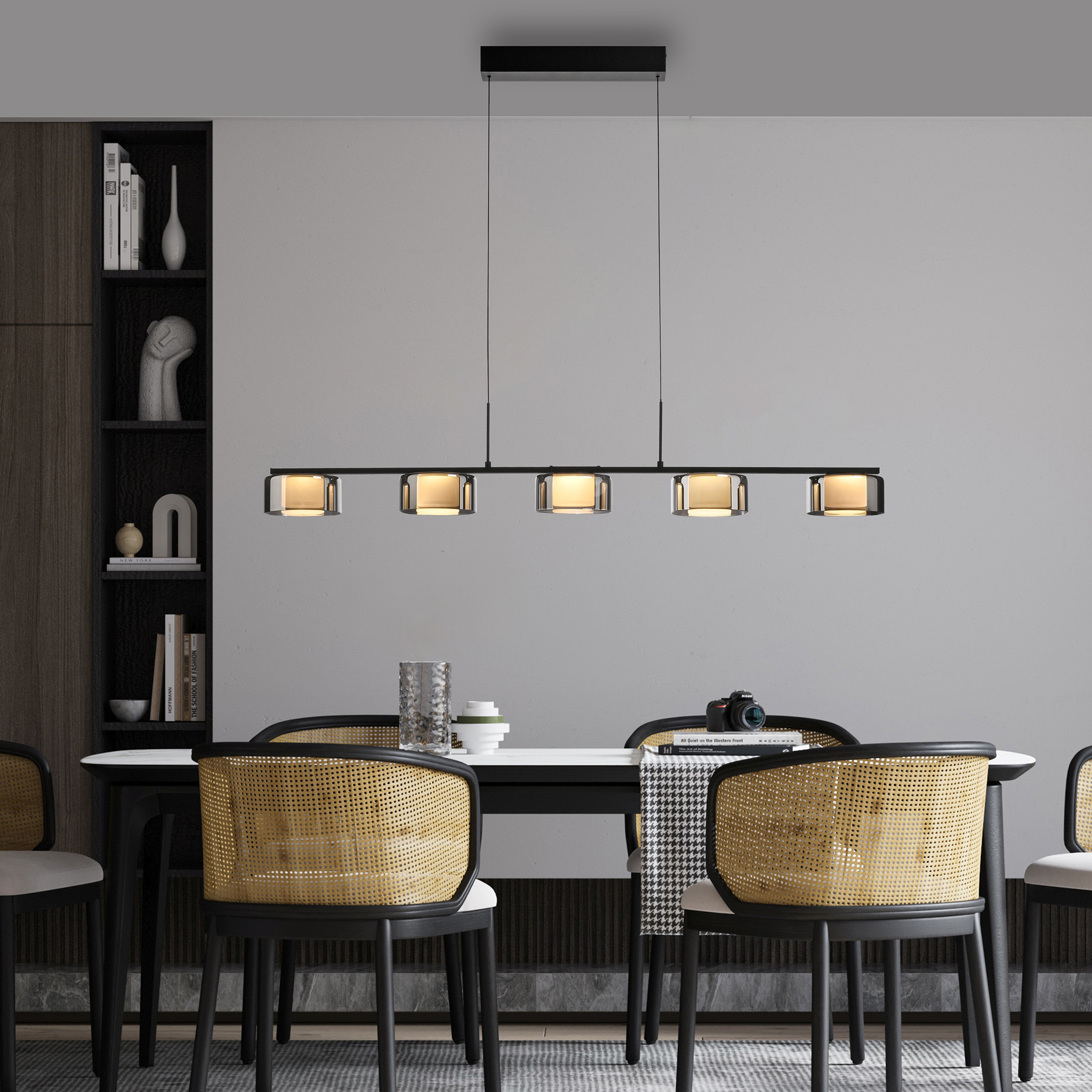 LED-Pendelleuchte Rika Typ B Klarglas / Eisen Schwarz
