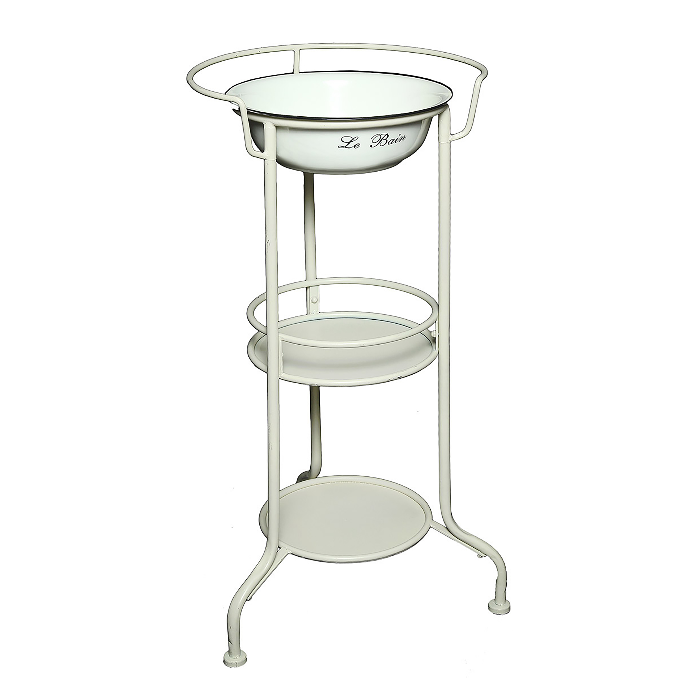 Waschschüssel Pasti mit Stand Eisen / Emaille Cremefarben