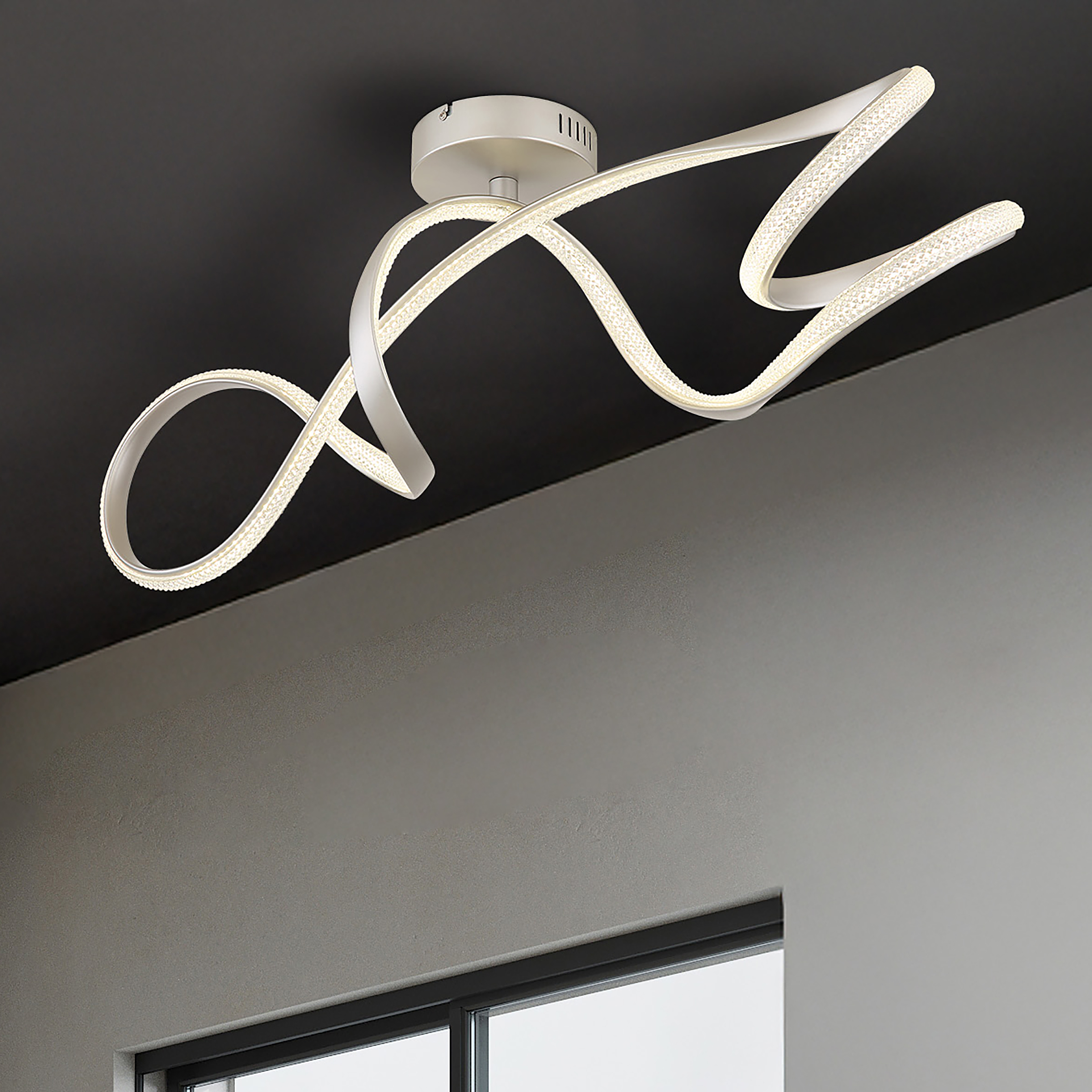 LED-Deckenleuchte Swirl Eisen / Acrylglas 1-flammig Silber