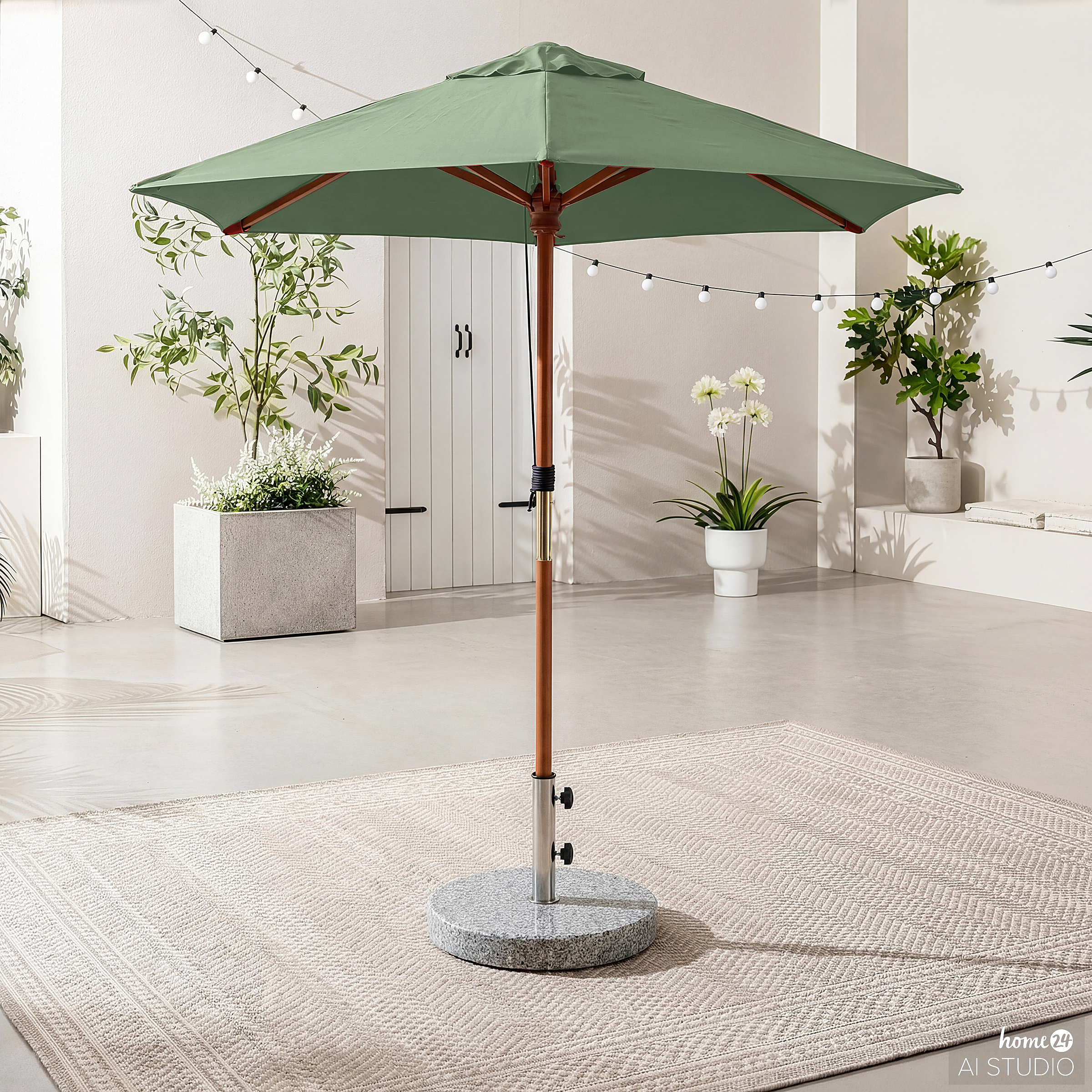 Sonnenschirm Sombrilla Eukalyptus massiv / Polyester Salbei