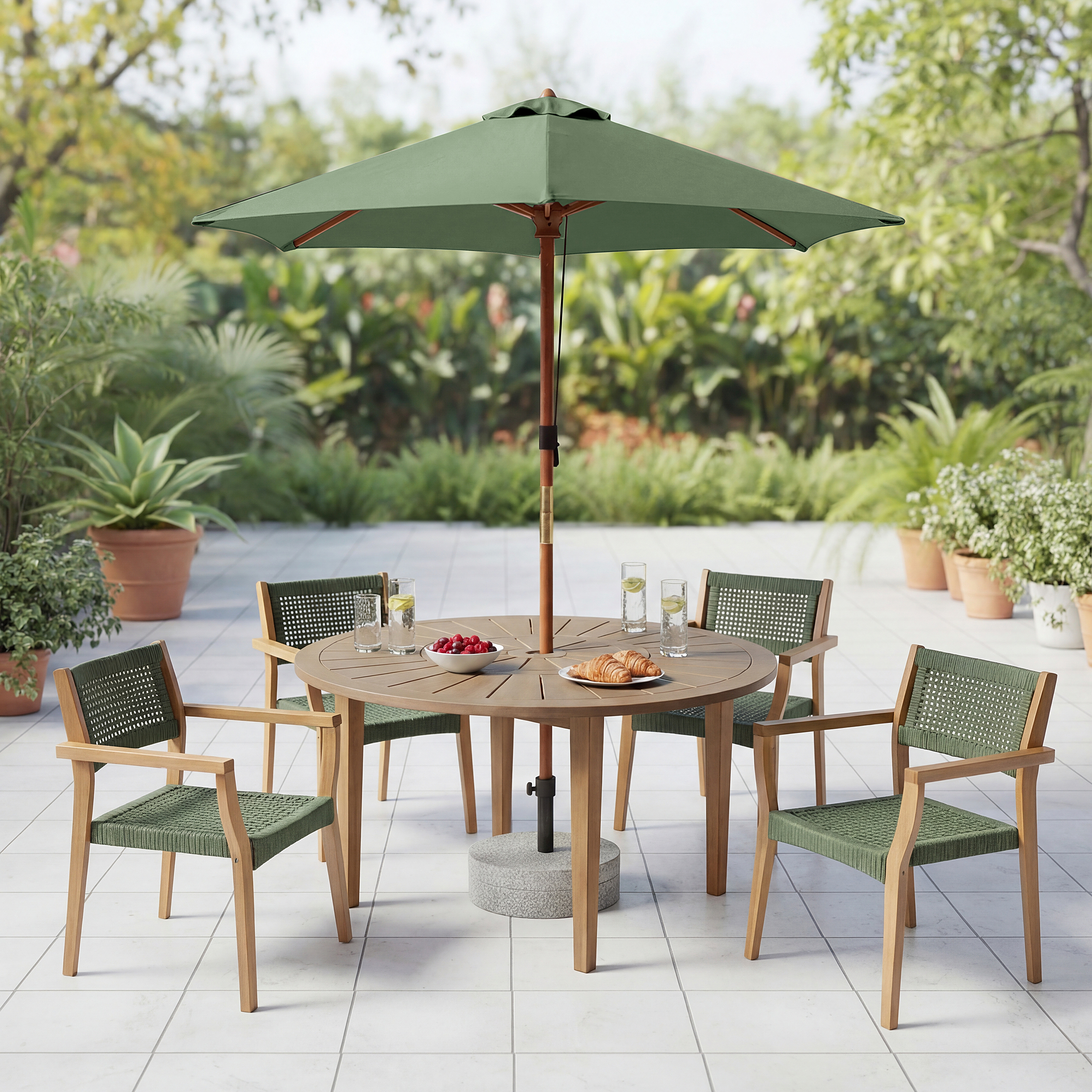 Sonnenschirm Sombrilla Eukalyptus massiv / Polyester Salbei