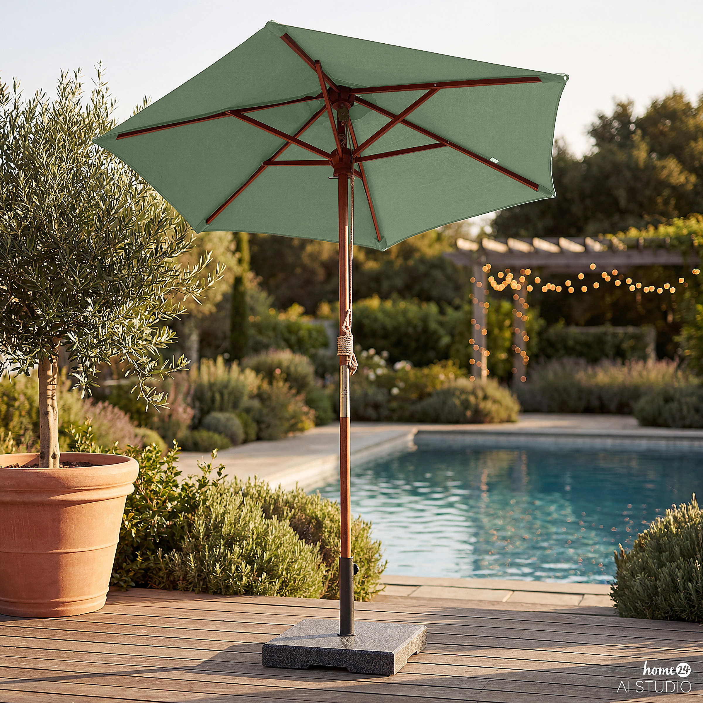 Sonnenschirm Sombrilla Eukalyptus massiv / Polyester Salbei