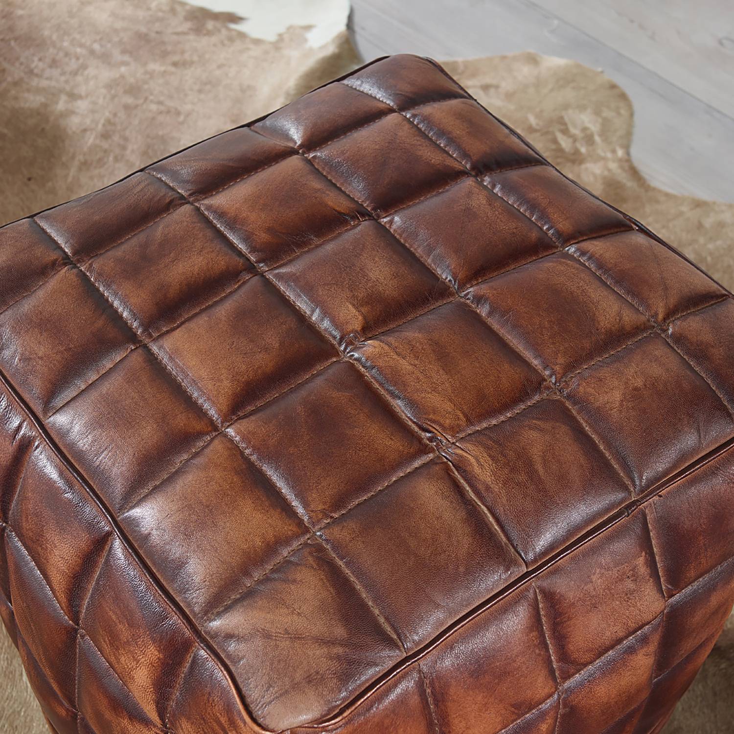 Sitzwürfel Sala Echtleder Dunkelbraun