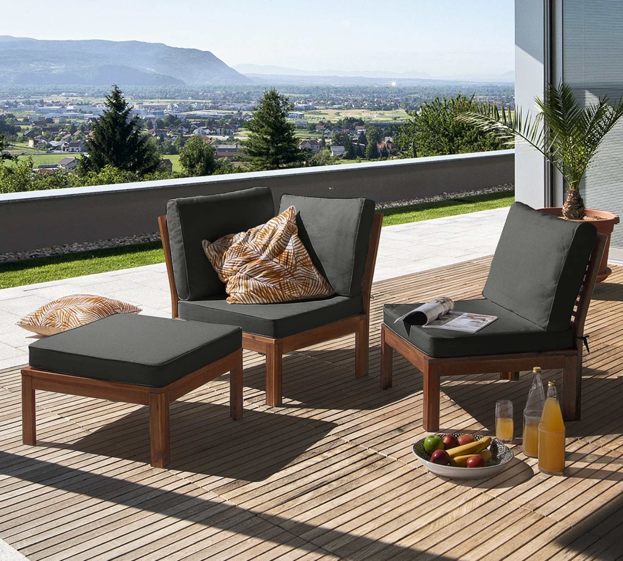 Loungetisch Akazie Massiv Braun