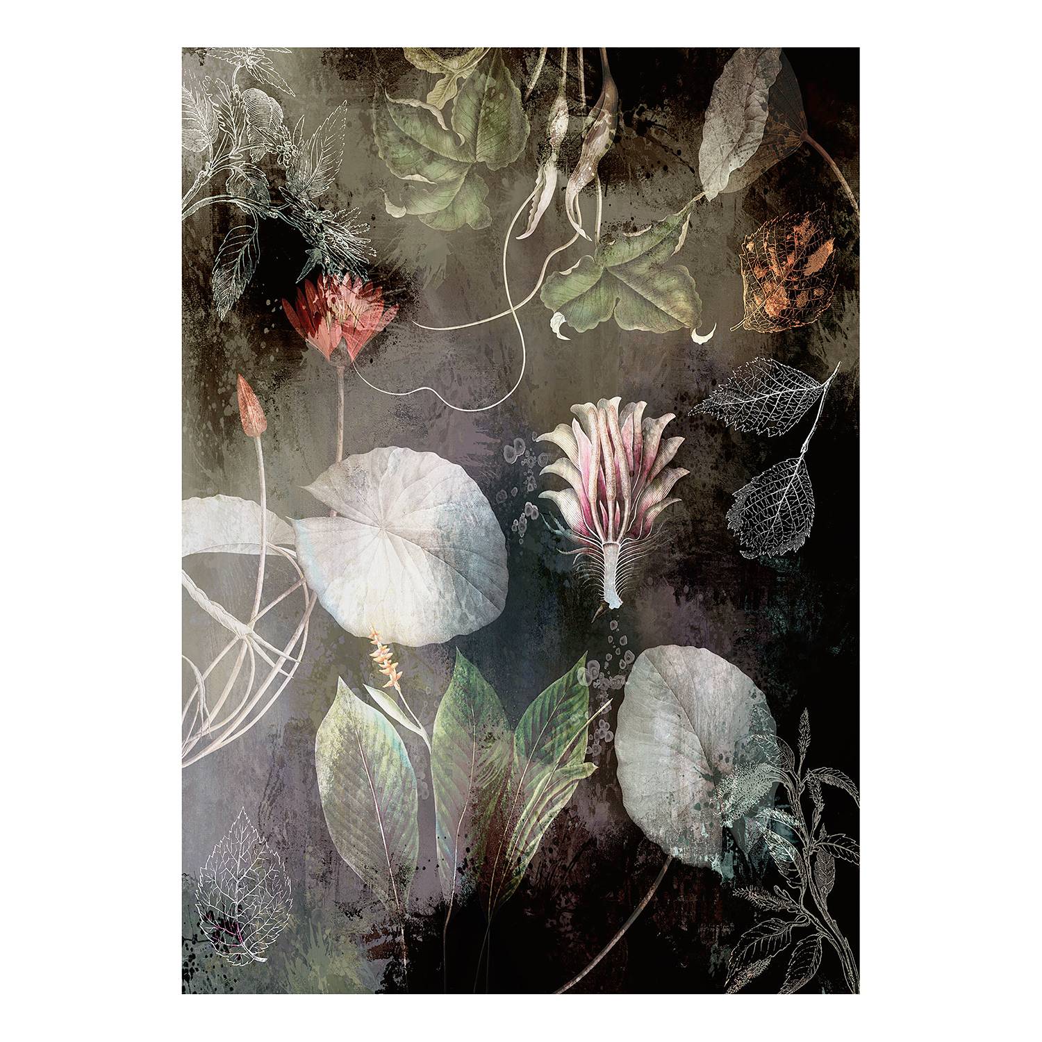 Vlies Fototapete Night Flowers Vlies Mehrfarbig