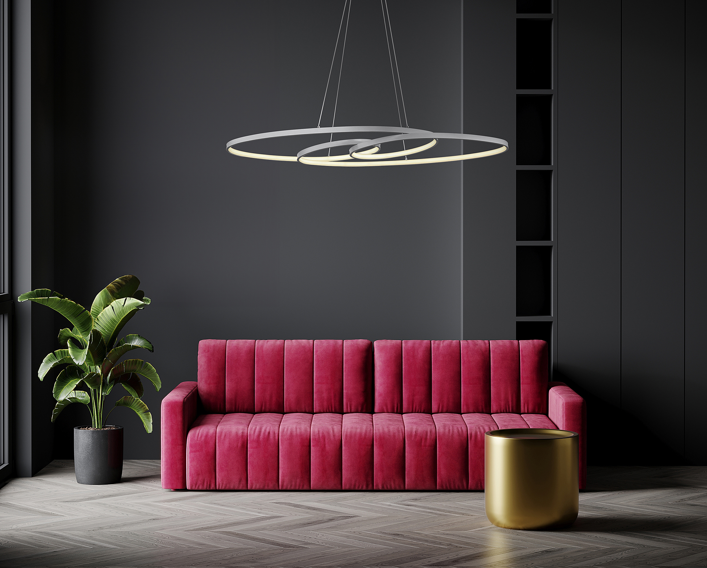 LED-Pendelleuchte Spira Acrylglas / Eisen 1-flammig Silber