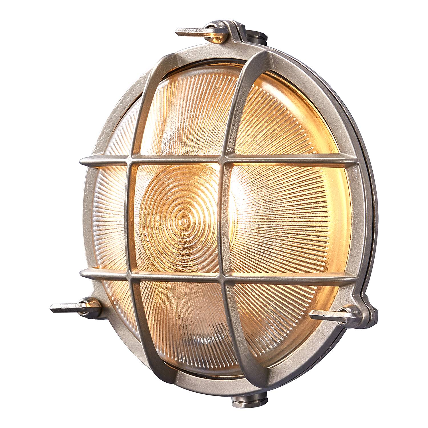 Wandleuchte Polperro Klarglas / Messing 1-flammig Silber