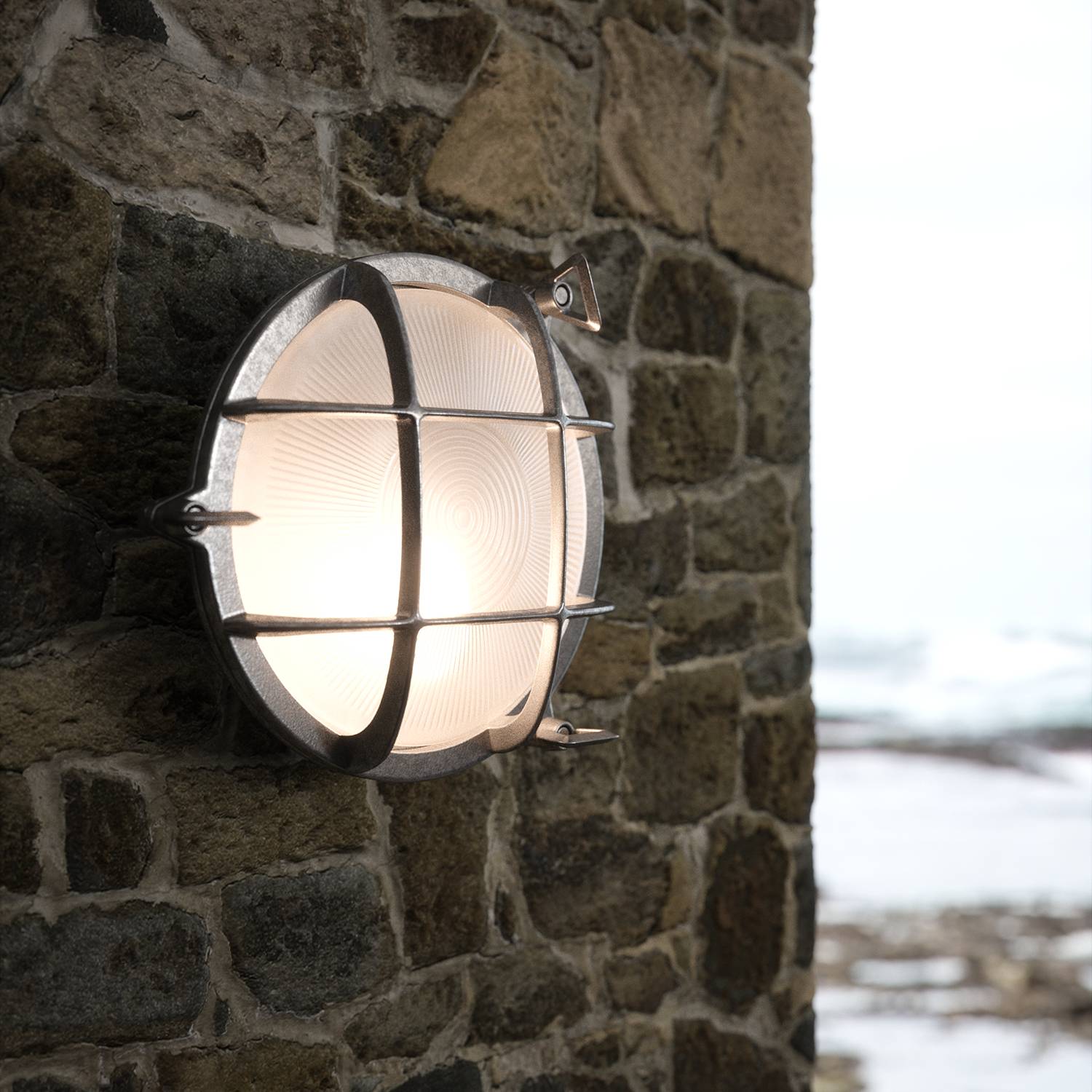 Wandleuchte Polperro Klarglas / Messing 1-flammig Silber
