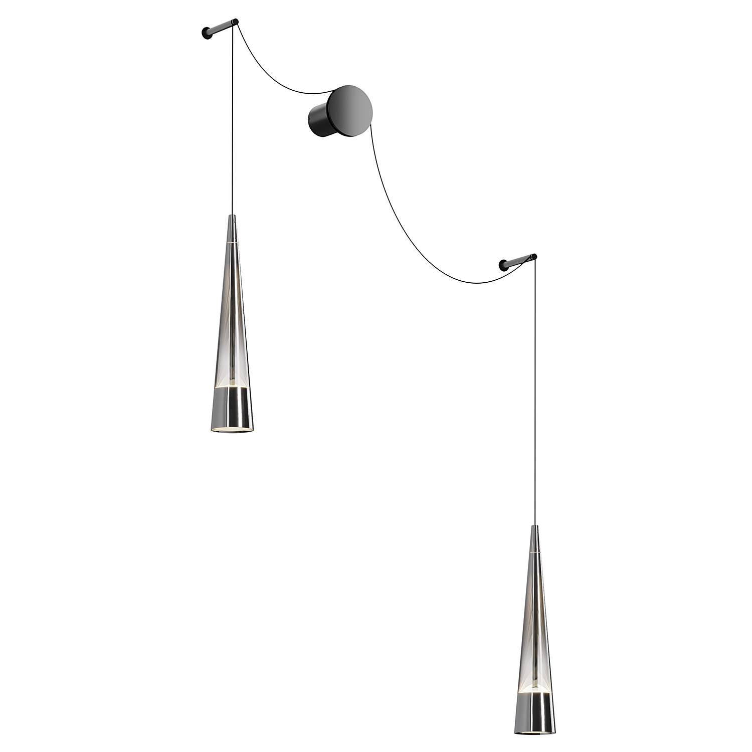 LED-Wandleuchte Sintesi Rauchglas / Metall 2-flammig
