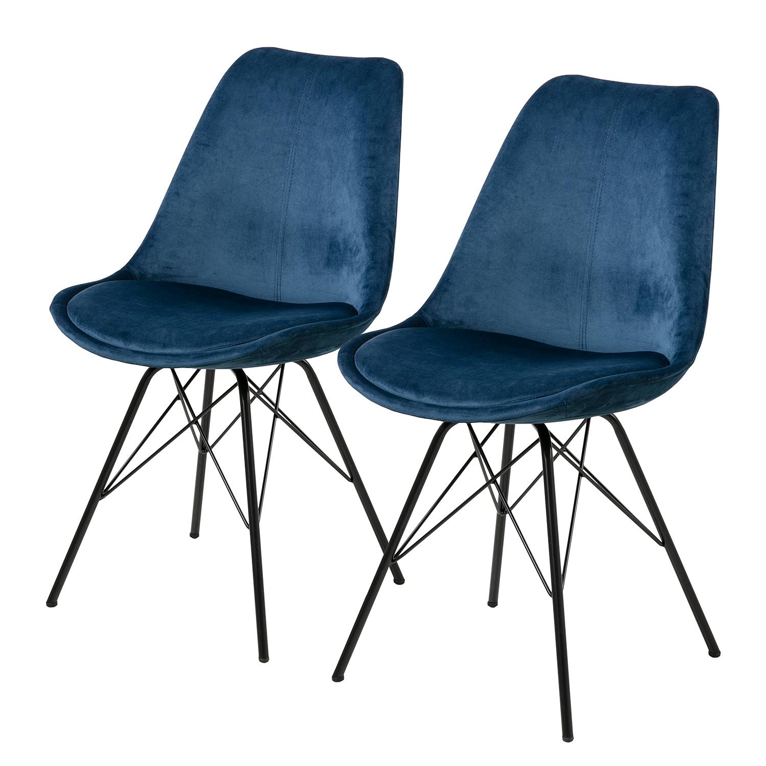 2x Bonito Polsterstuhl Samt Vilda Marineblau