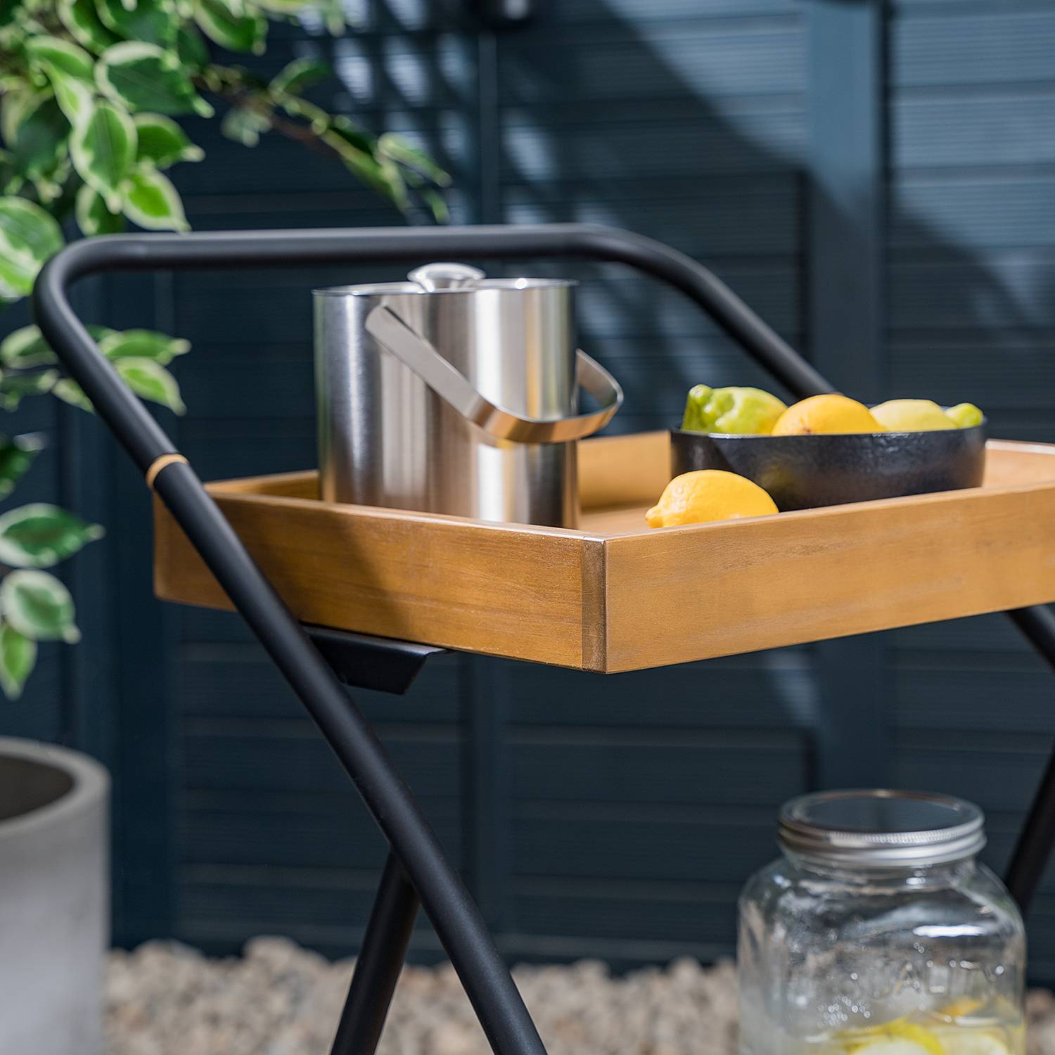 Rolly Gartenservierwagen Teilmassivholz Stahl Braun