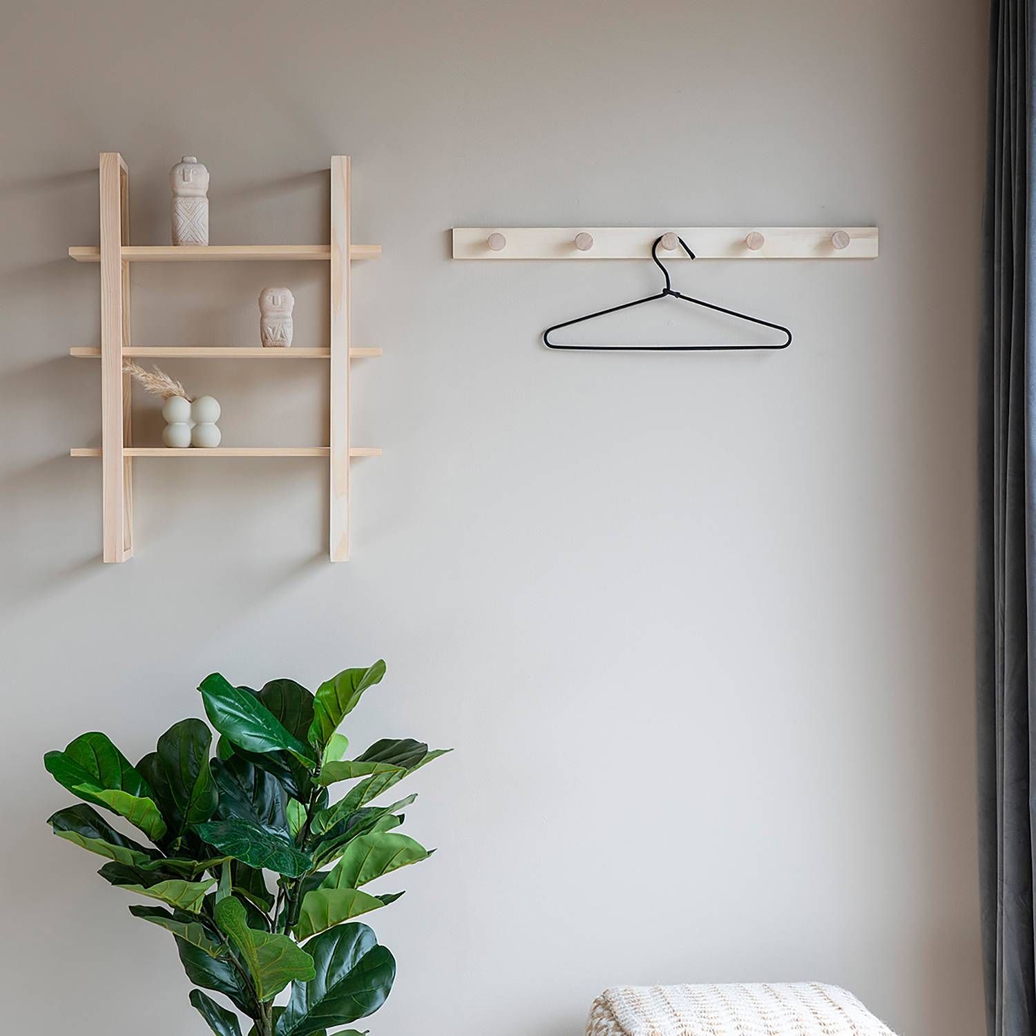 Abano Wall Coat Rack Solid Poplar Natural