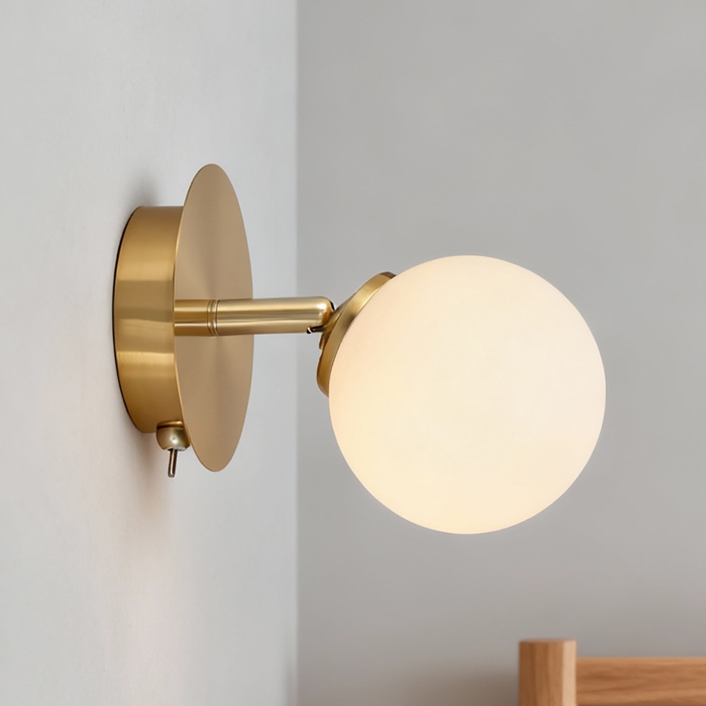 Bosken Cast Iron Wall Lamp 1-Light Frosted Glass Brass