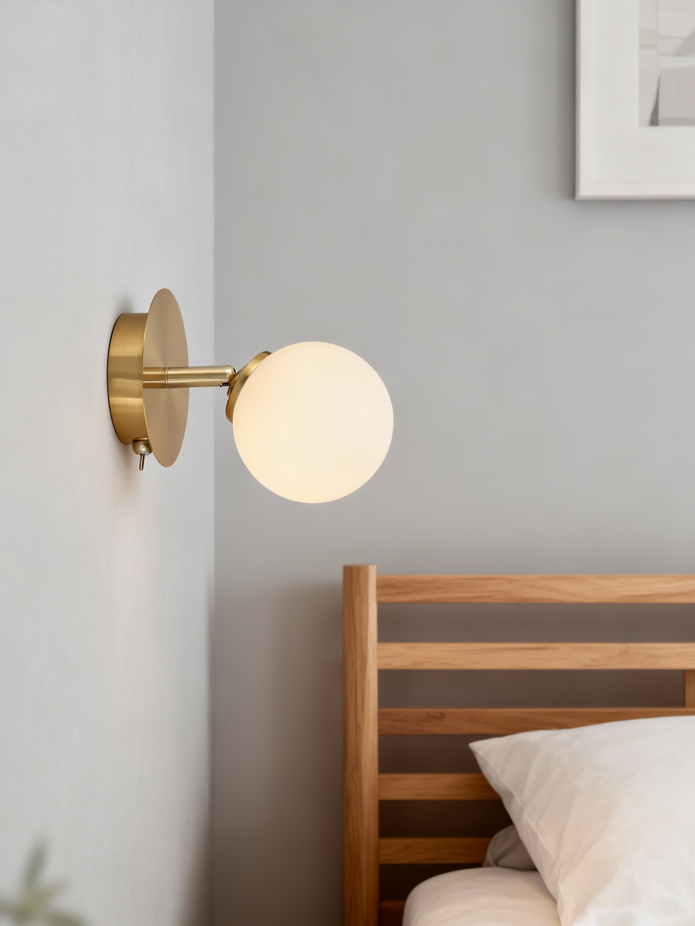 Bosken Cast Iron Wall Lamp 1-Light Frosted Glass Brass