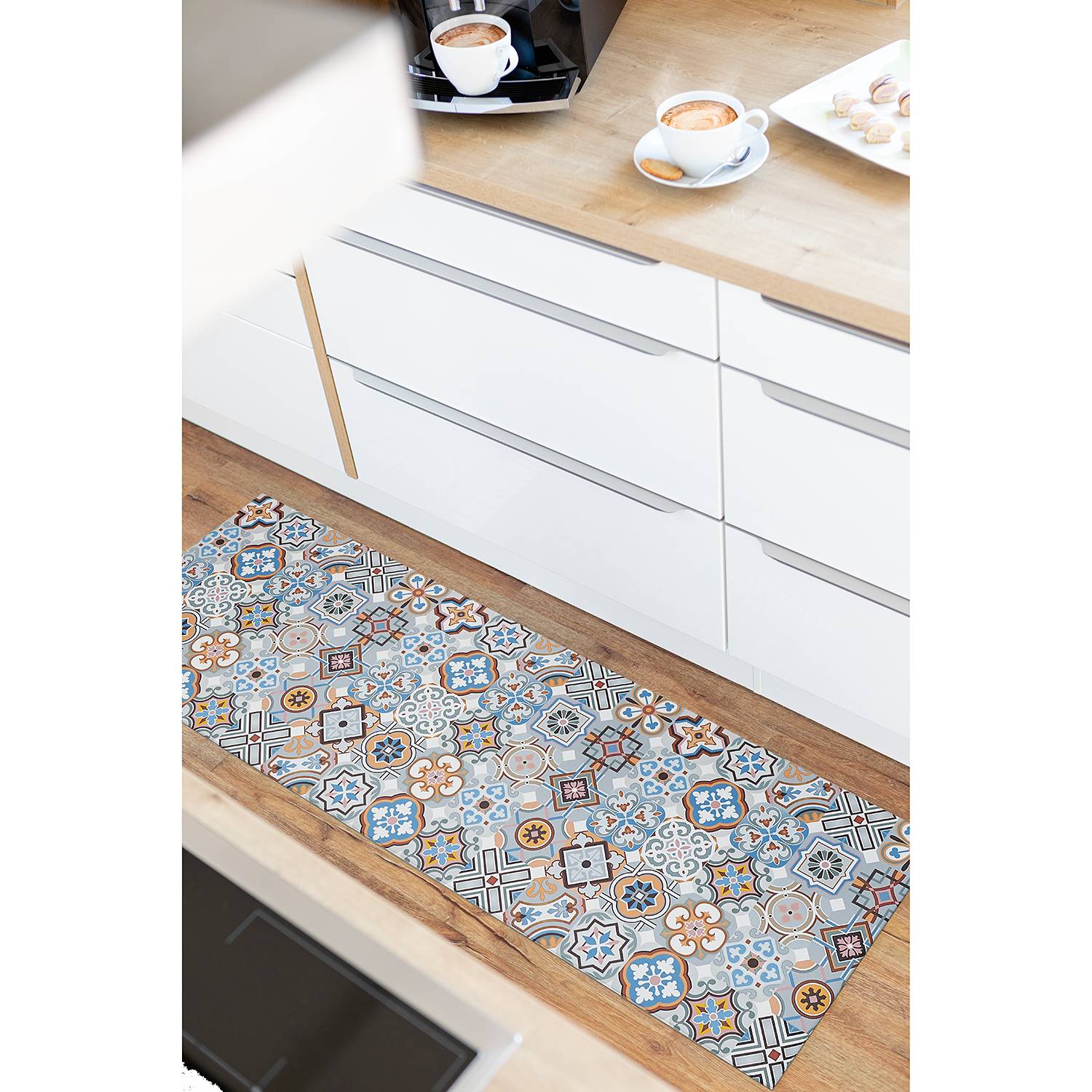 Läufer Marrakesch Polyvinylchlorid Blau / Beige 70 x 200 cm