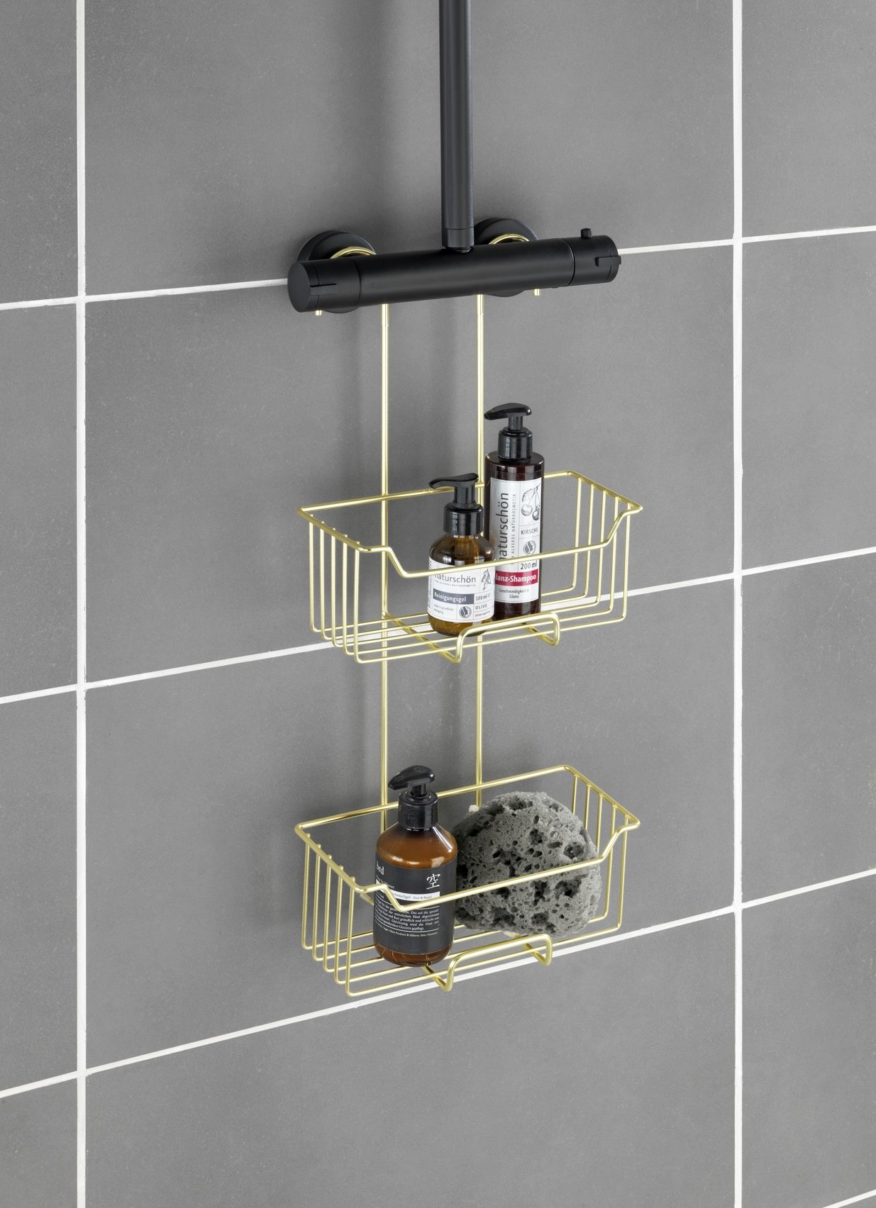Duschablage Milo Edelstahl / Polyethylen Gold Höhe: 55 cm