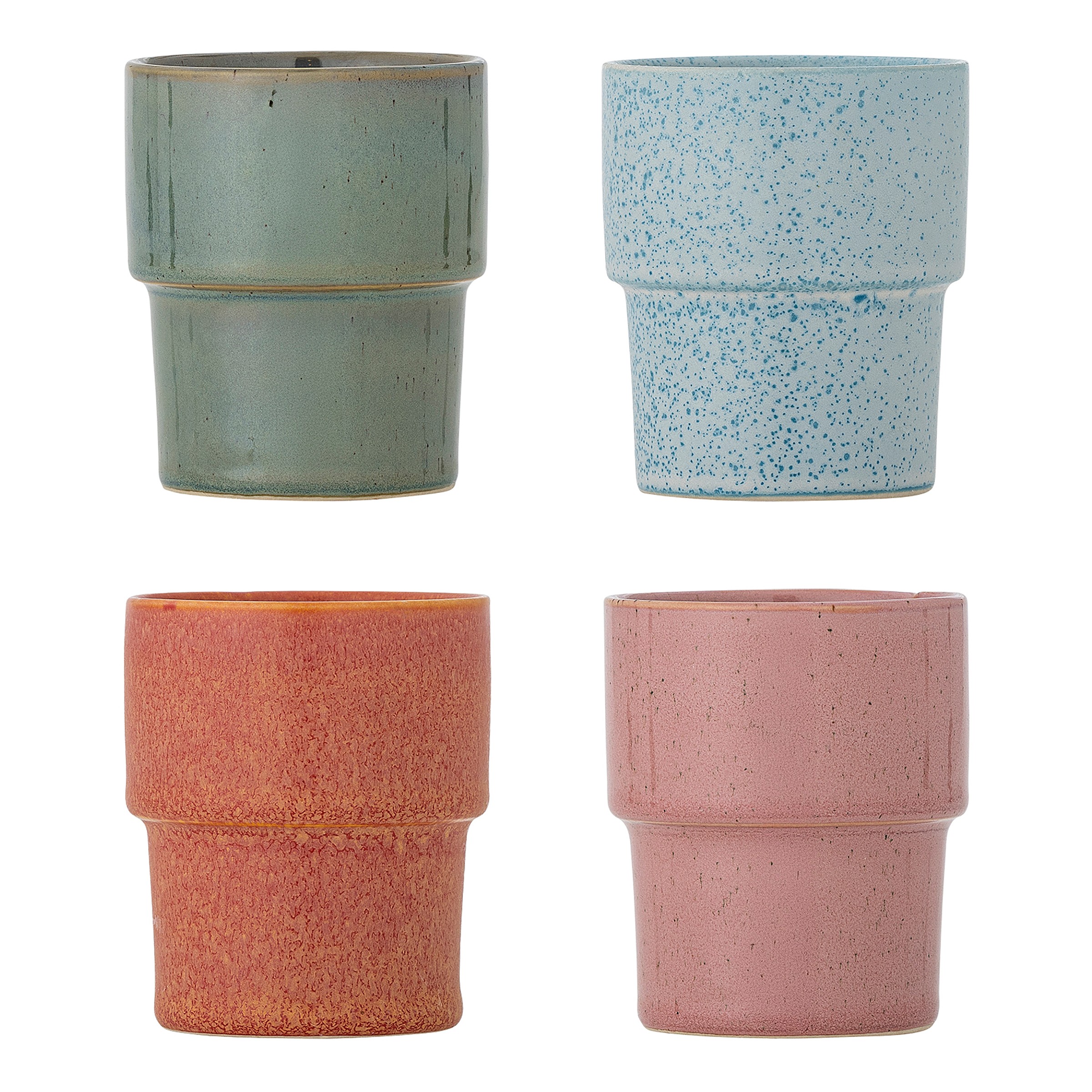 Tassen-Set Ewan 4-teilig Steingut Rose Multicolor