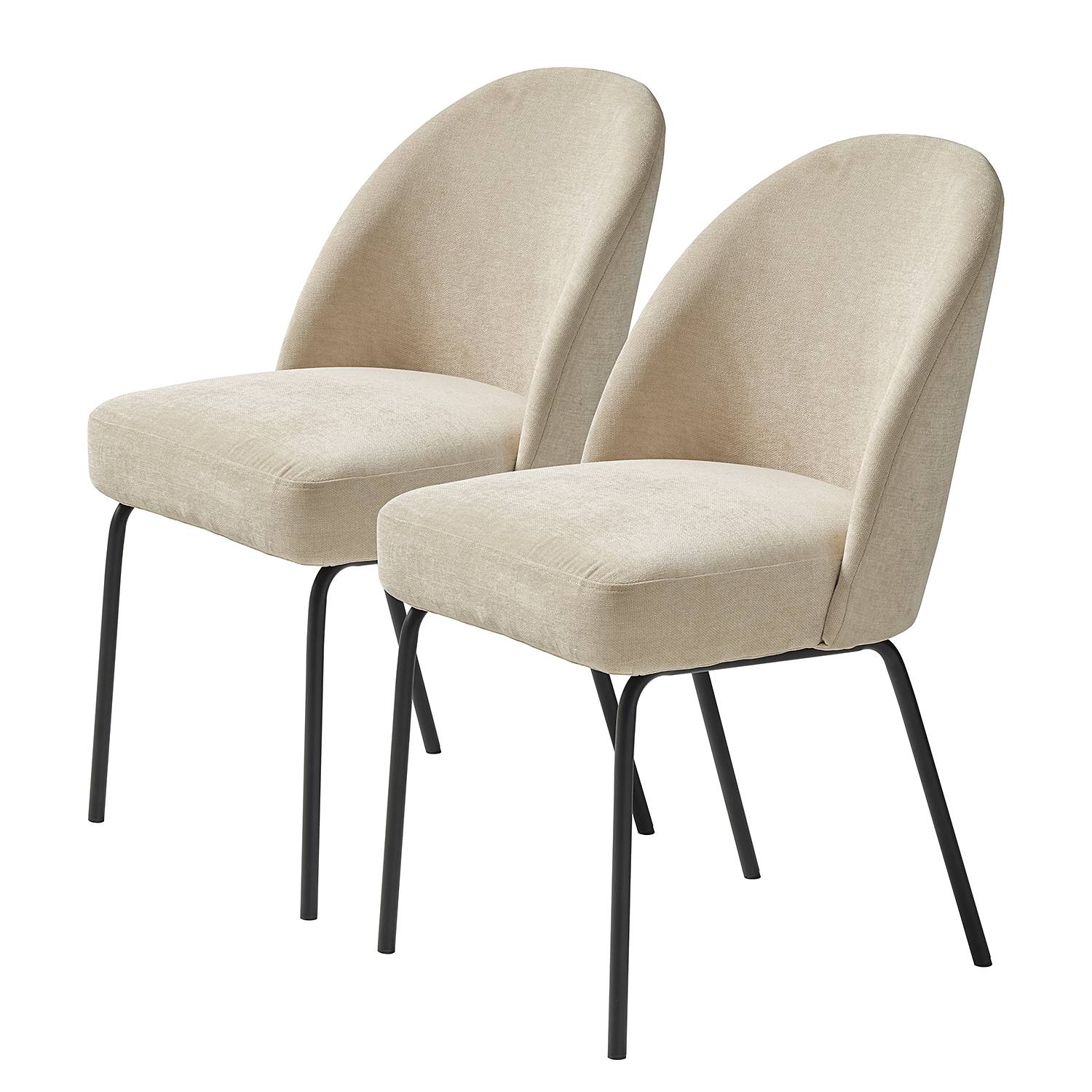 Esszimmerstuhl Torrent 2er-Set Chenille / Stahl Sand
