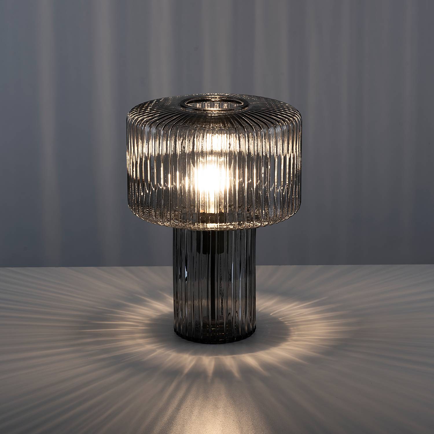 Tischleuchte Fungus Rauchglas Grau 1-flammig