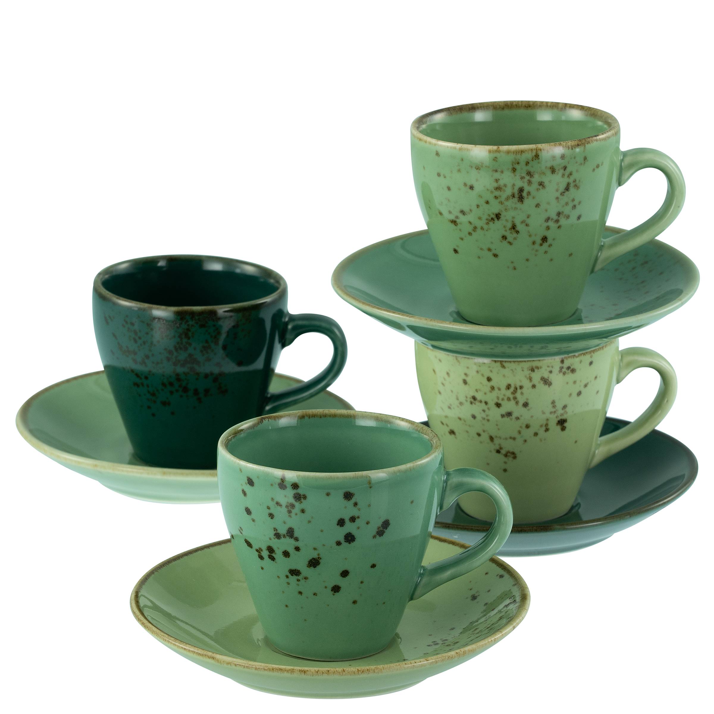 Espressoset Nature Green Life 8-teilig Grün Porzellan
