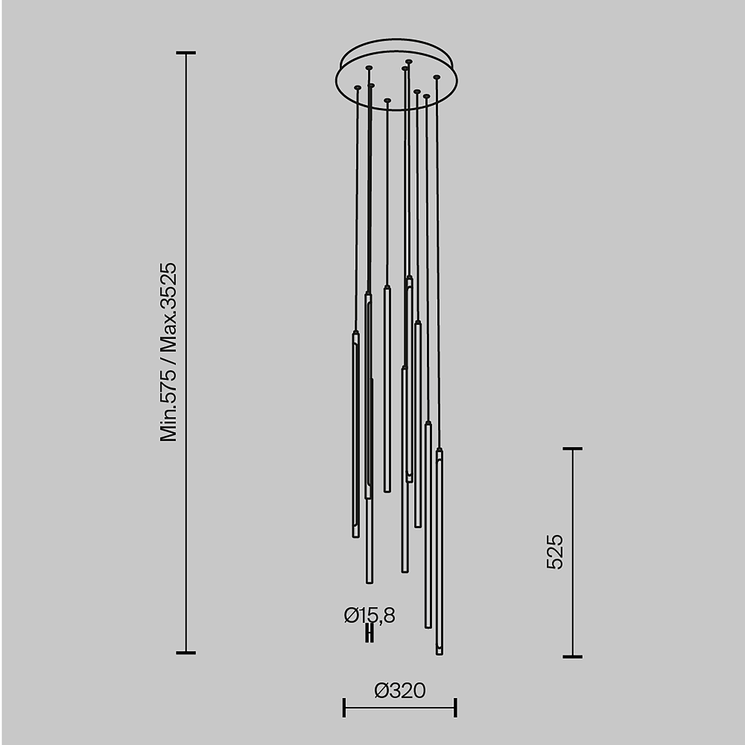 LED-Pendelleuchte Light Stick Kunststoff / Aluminium