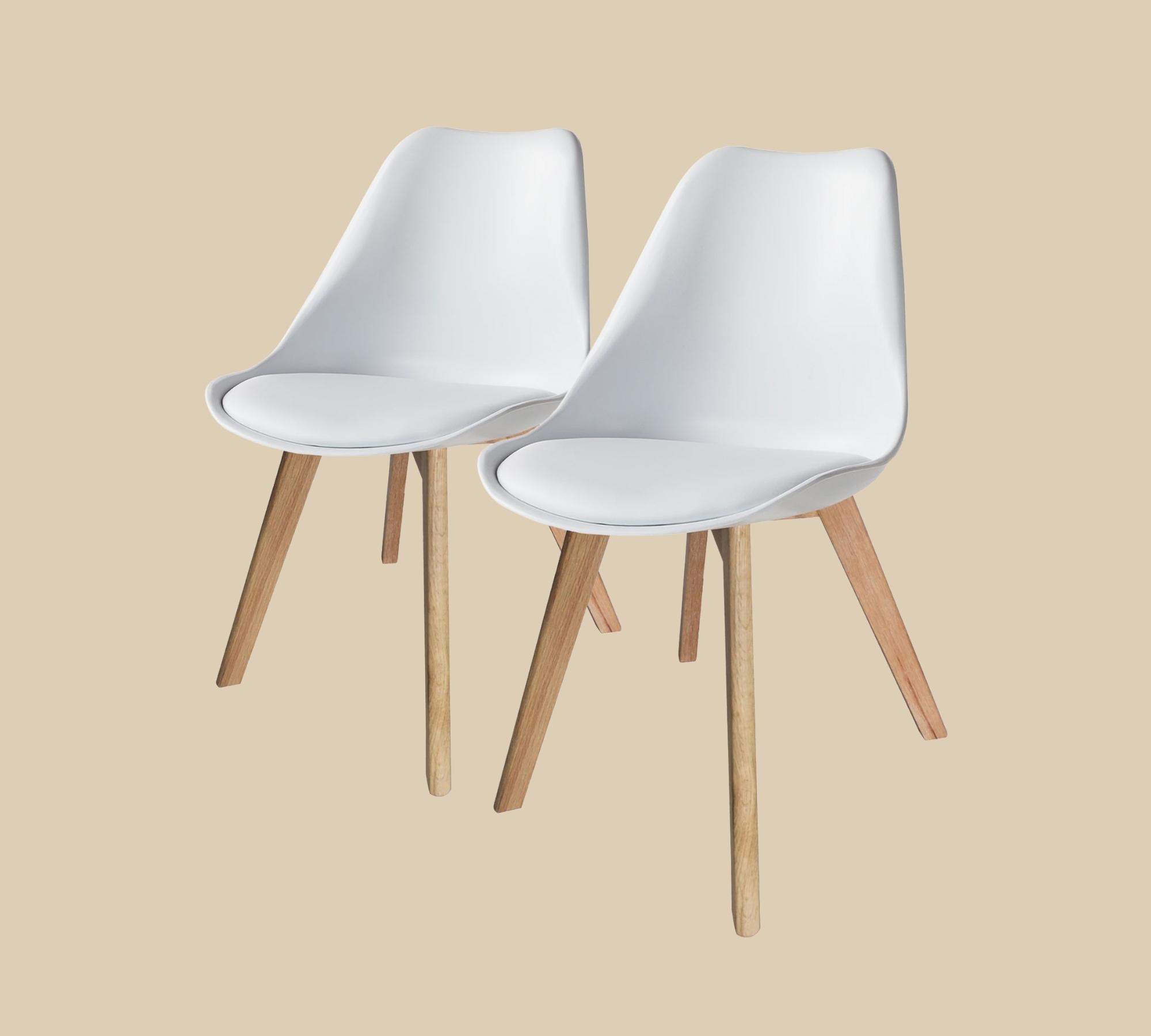2x Dining chair Vegan leather Plastic White