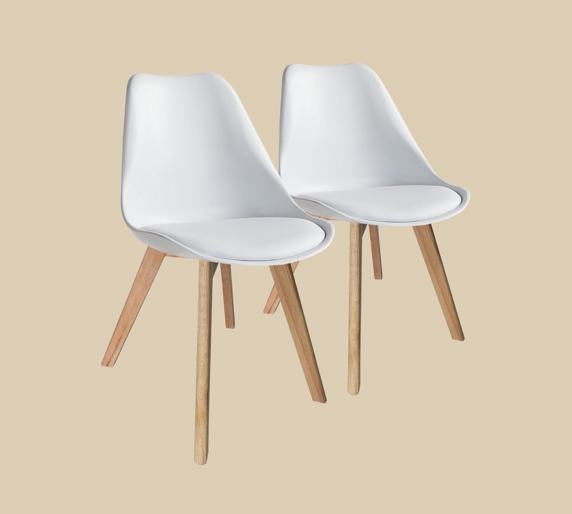2x Dining chair Vegan leather Plastic White