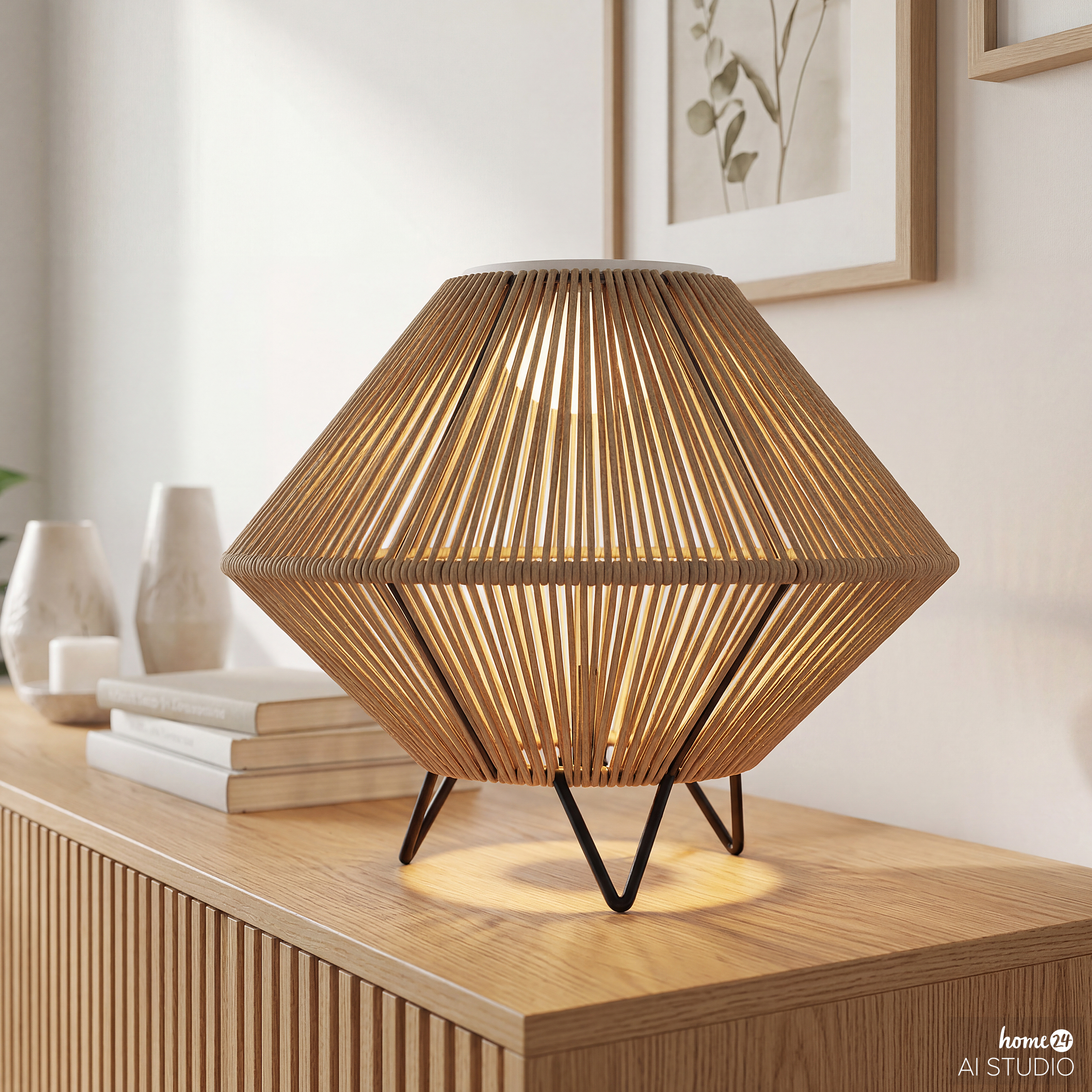 WIENIE Solar outdoor table lamp polyrattan brown