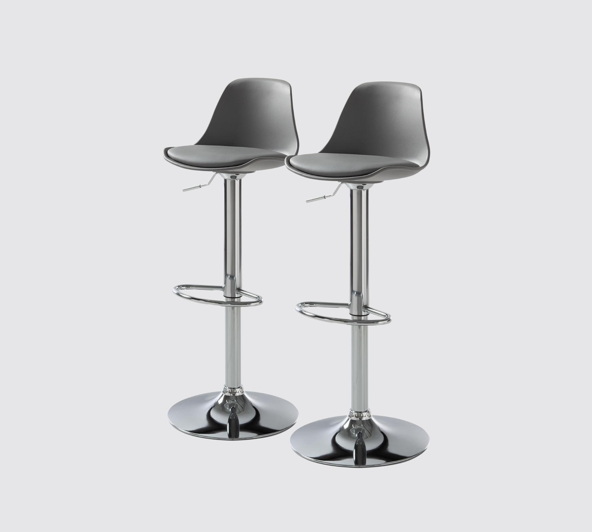 2x Barstuhl Höhenverstellbar Edelstahl Grau