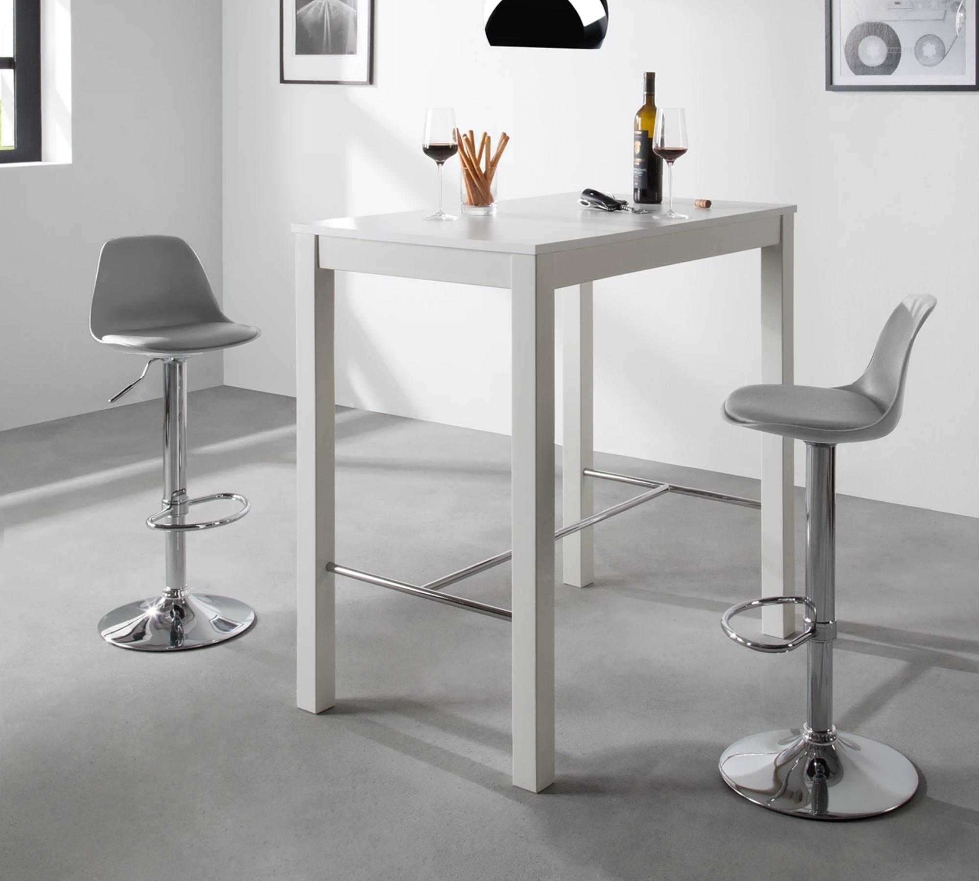 2x Barstuhl Höhenverstellbar Edelstahl Grau