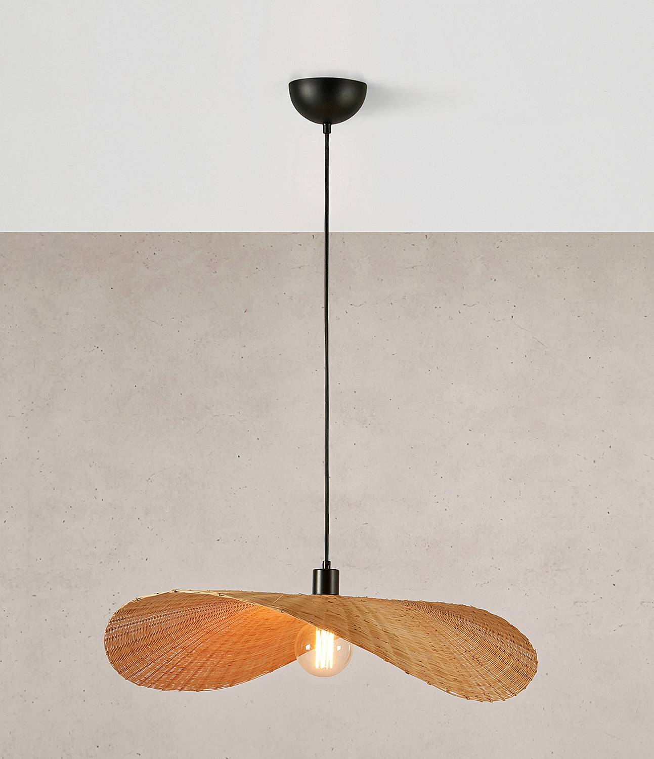 Pendelleuchte Rayo Eisen / Bambus 1-flammig Beige