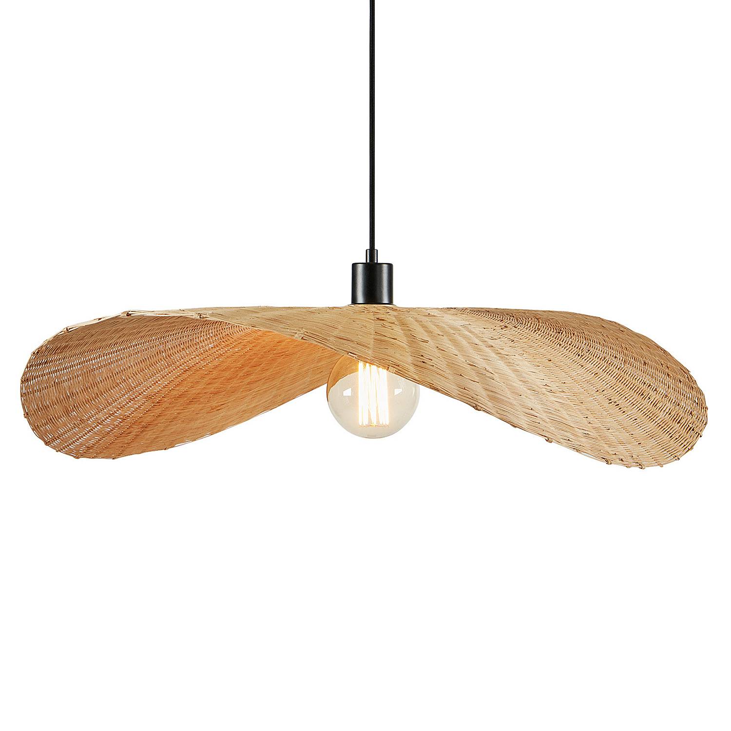 Pendelleuchte Rayo Eisen / Bambus 1-flammig Beige