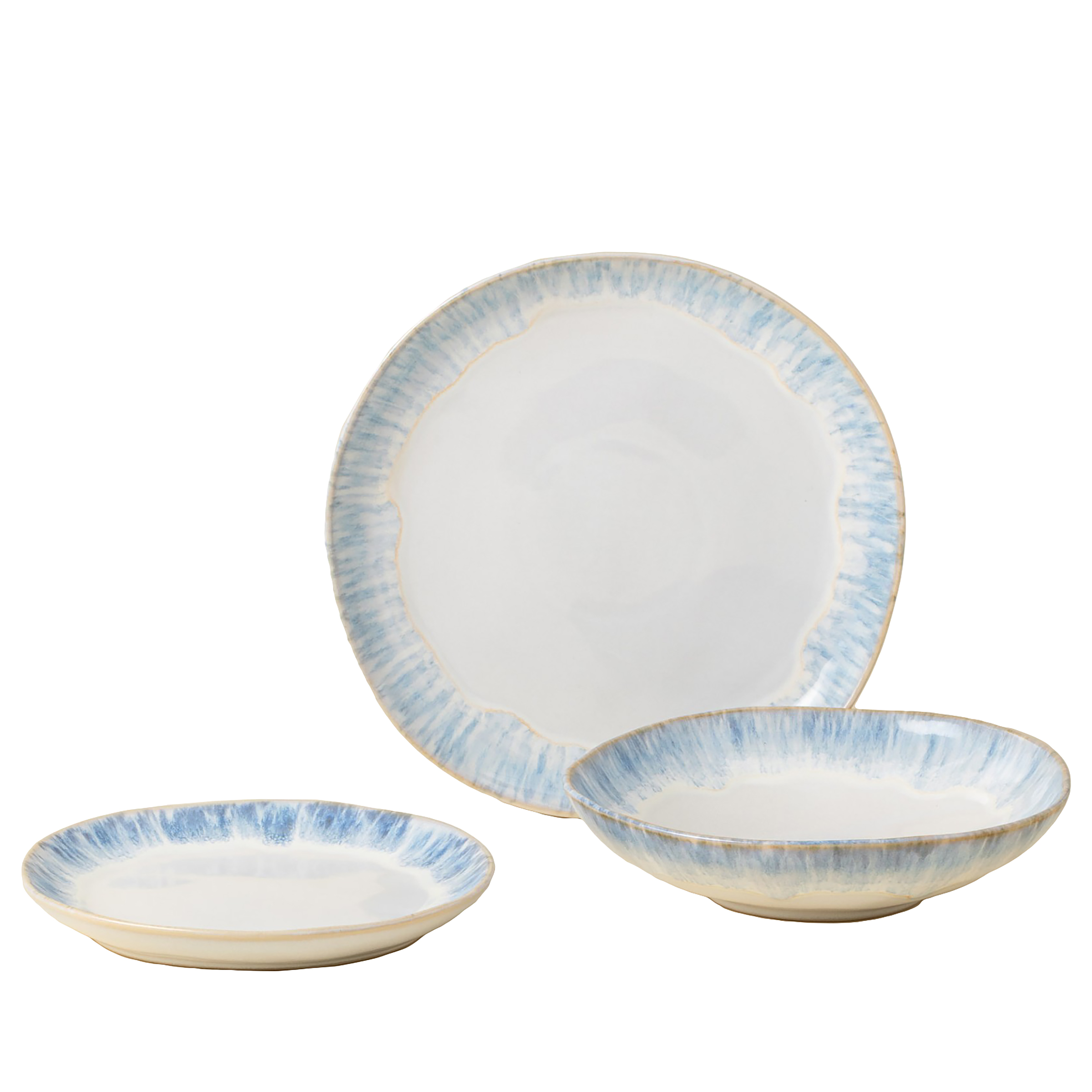 Tafelservice Brisa 12-teilig Typ B Keramik Weiß / Blau