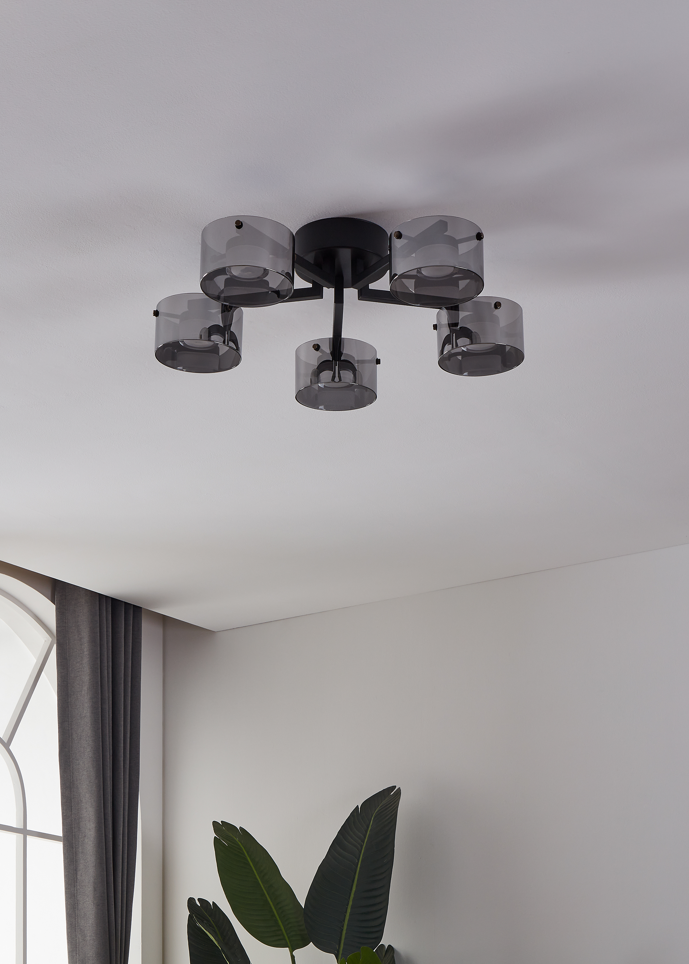 LED-Deckenleuchte Copillos Stahl / Rauchglas Schwarz