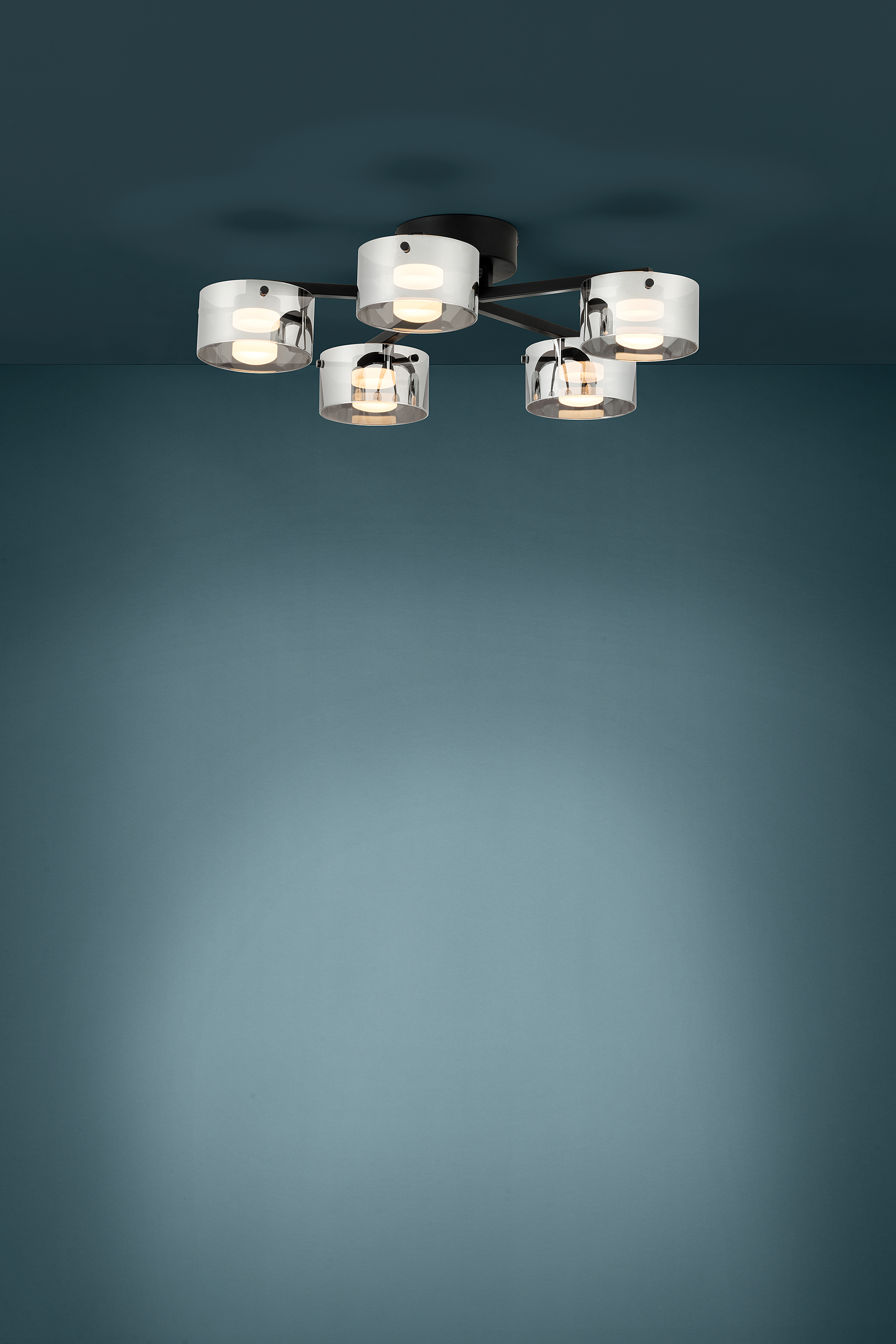 LED-Deckenleuchte Copillos Stahl / Rauchglas Schwarz