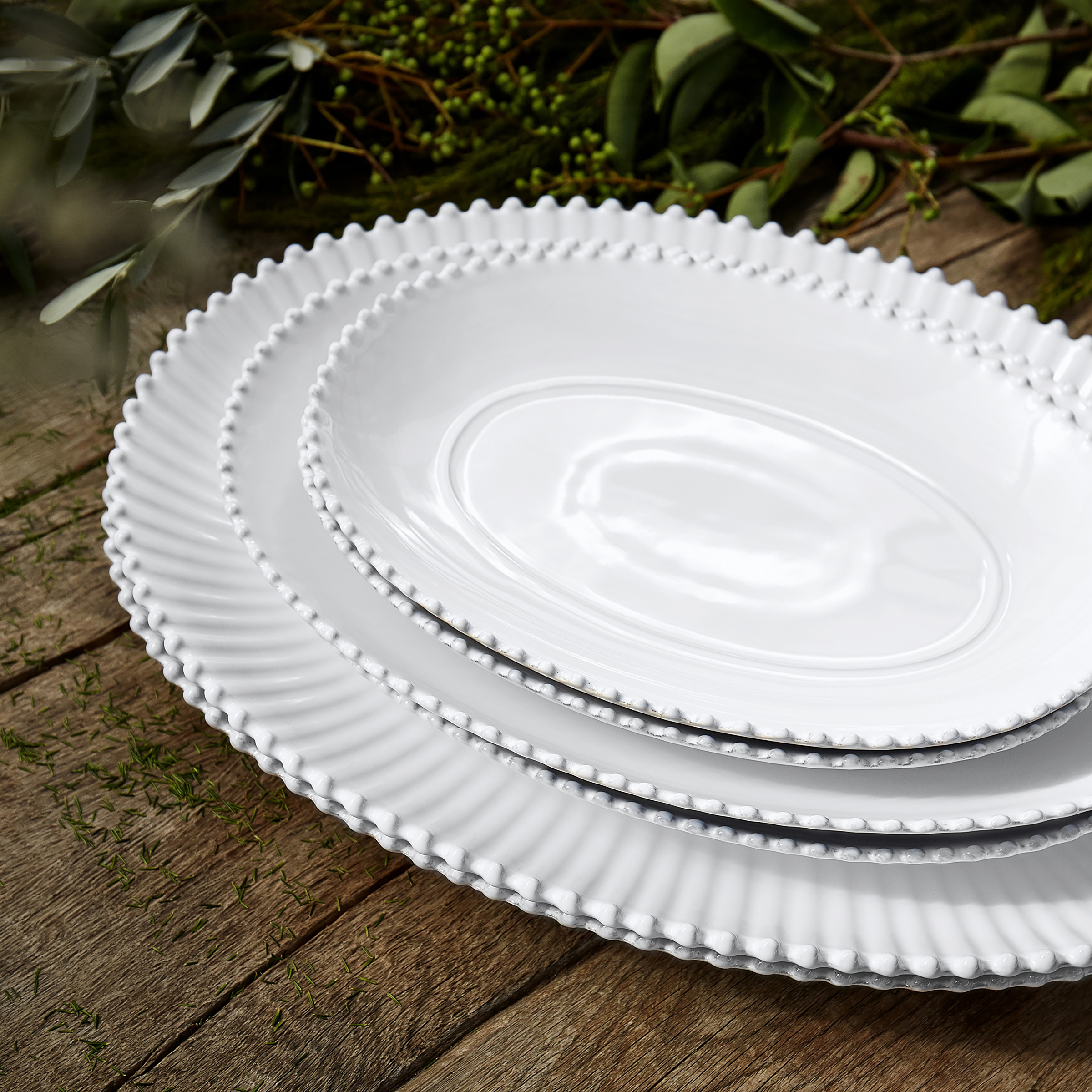 Servierplatte Pearl Typ B Keramik Weiß