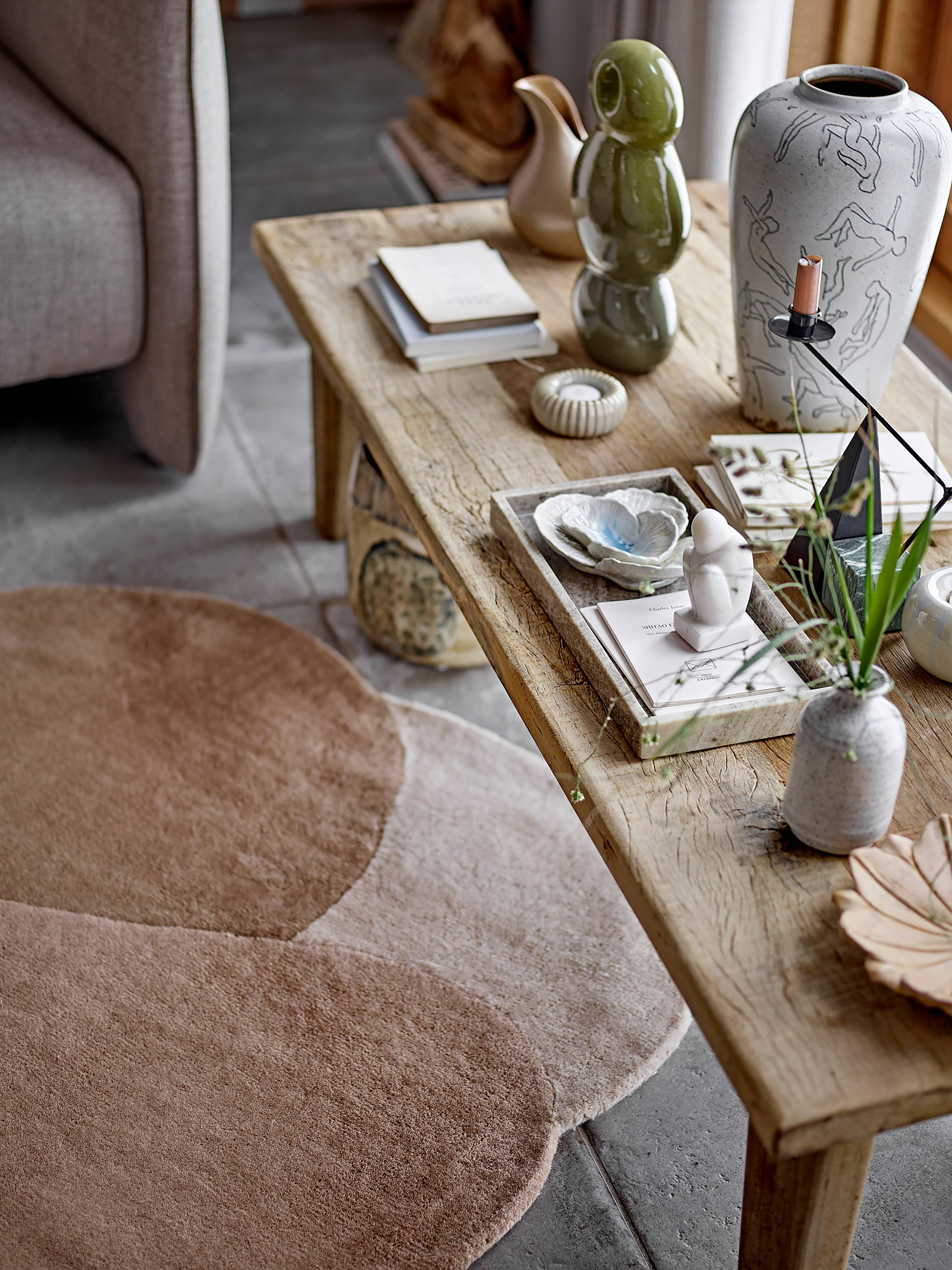 Kurzflorteppich Denton Wolle Braun / Beige