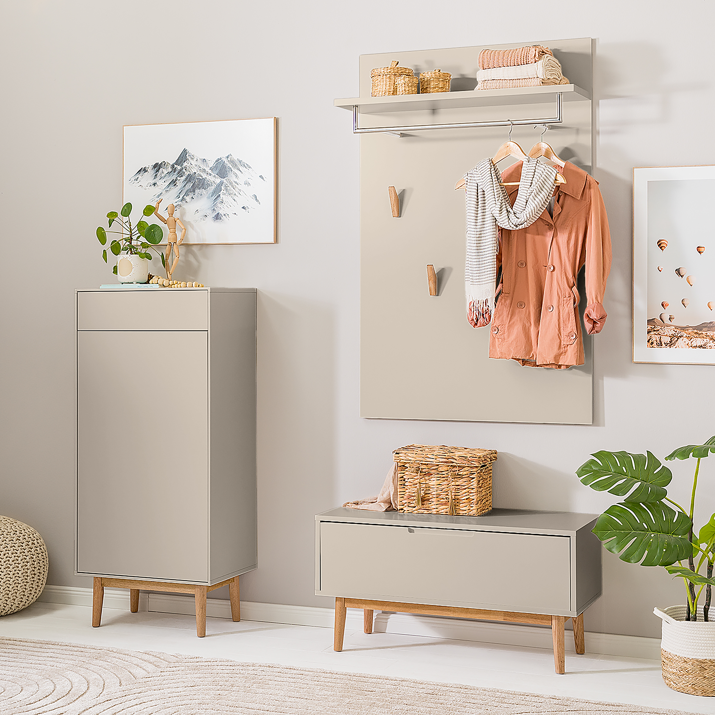 Garderobenbank LINDHOLM Taupe