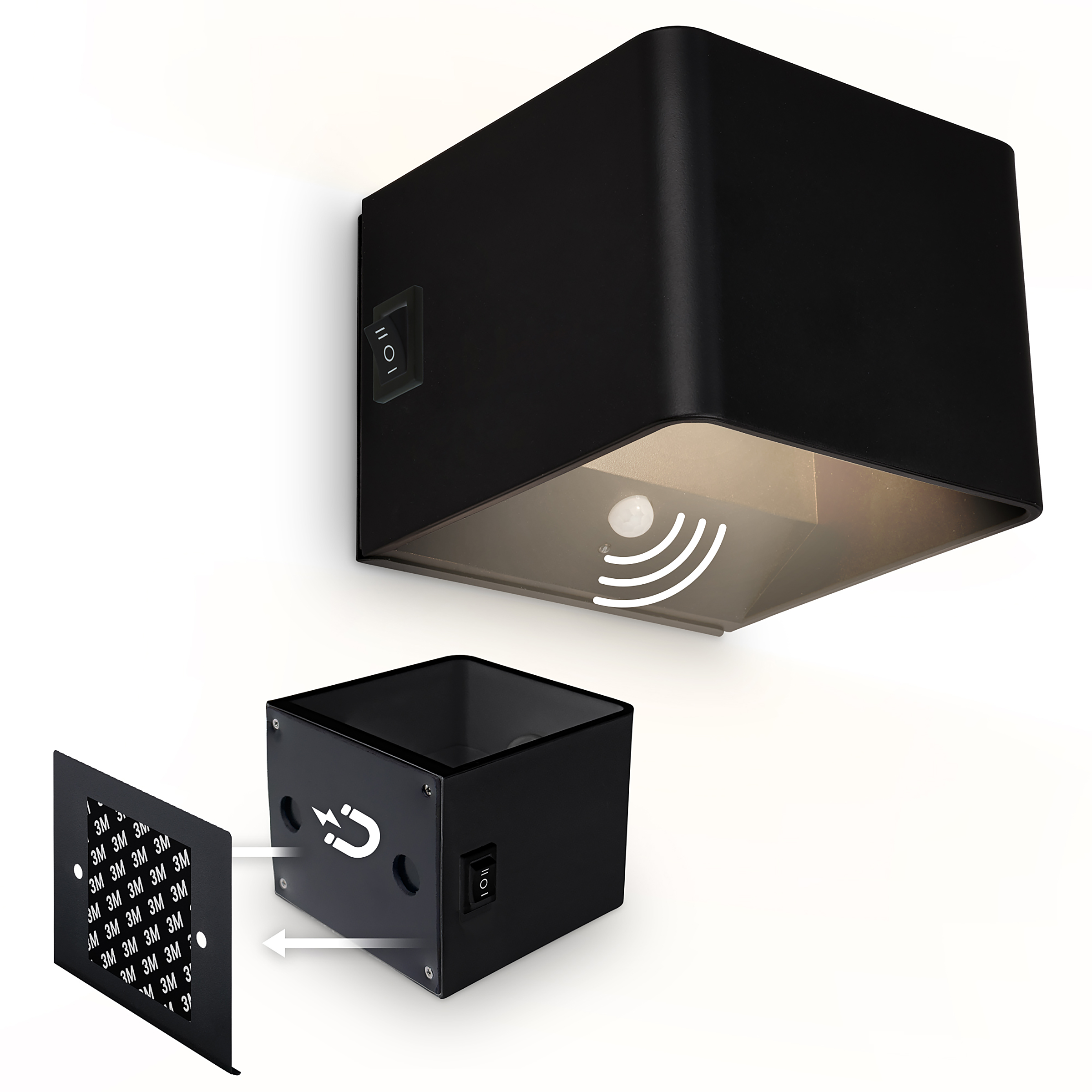 Akku LED-Wandleuchte Borra Aluminium / Polypropylen Schwarz