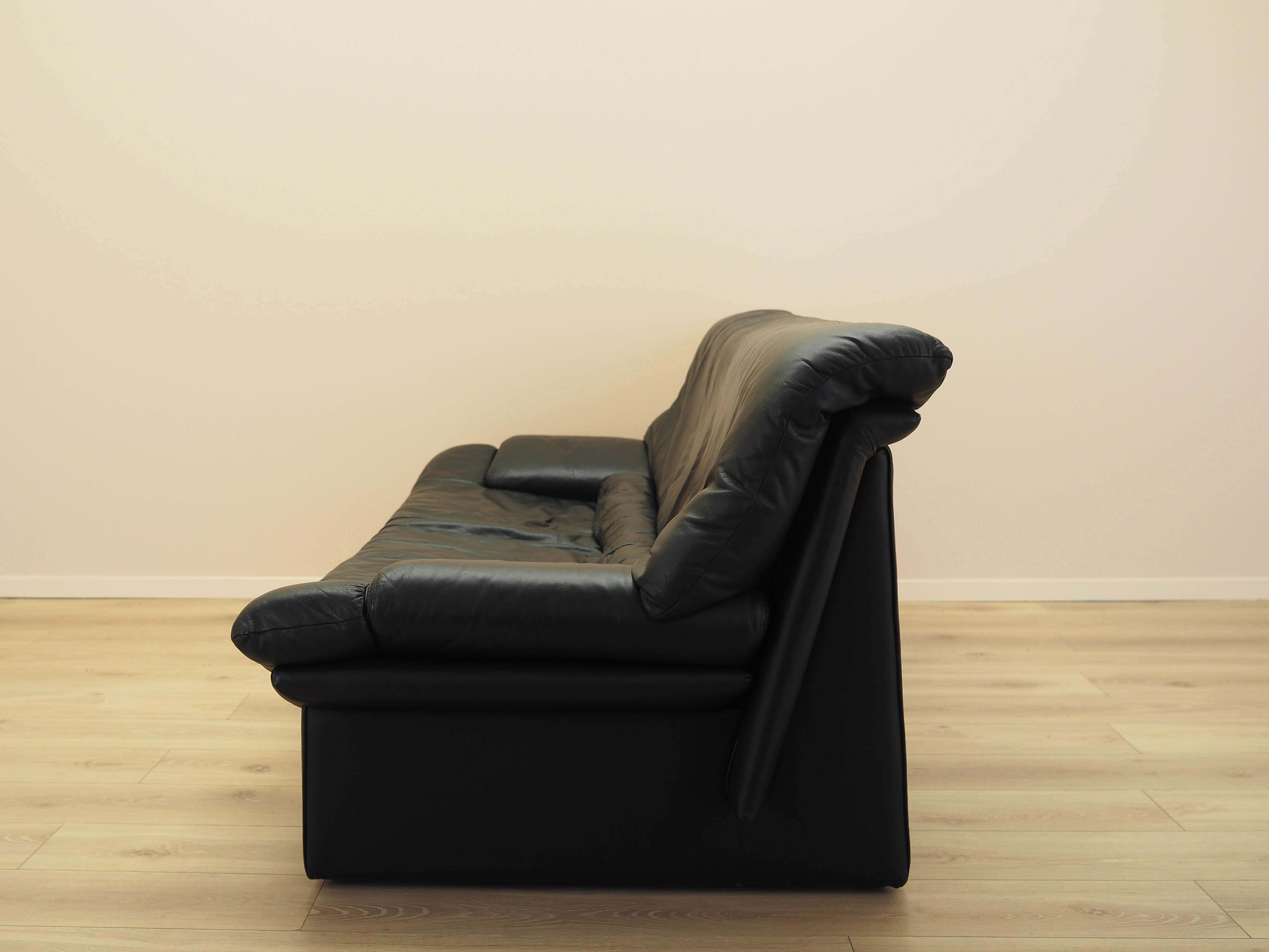 Schwarzes Ledersofa 1960er Jahre