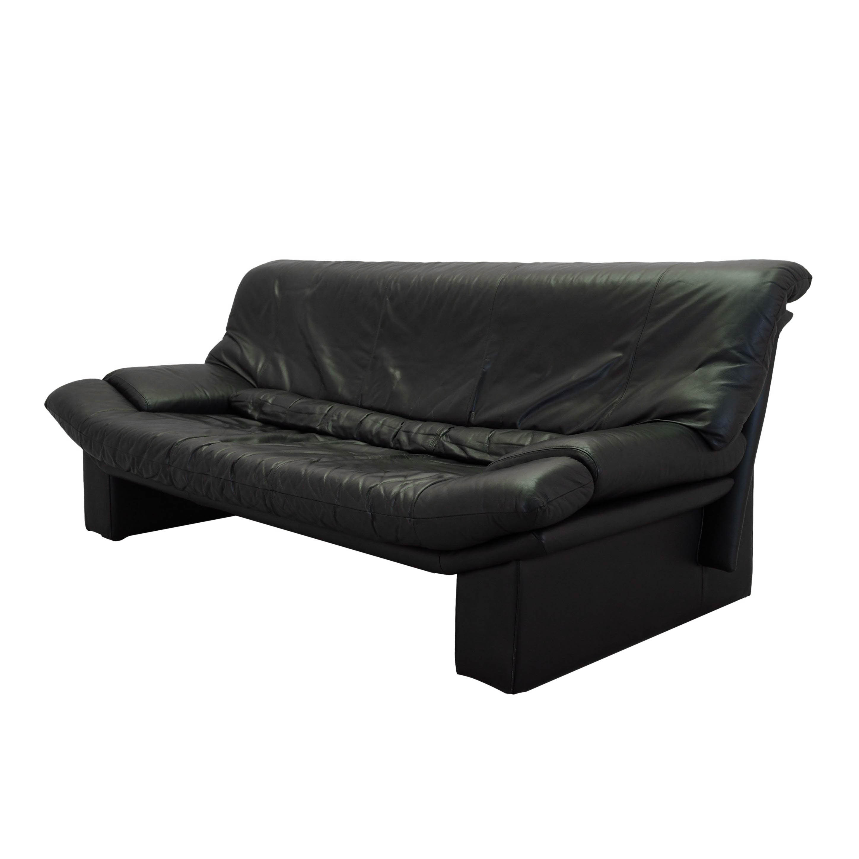 Black leather sofa 1960s
