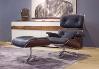 Vitra Lounge Chair Santos Sessel Leder Schwarz Ottoman