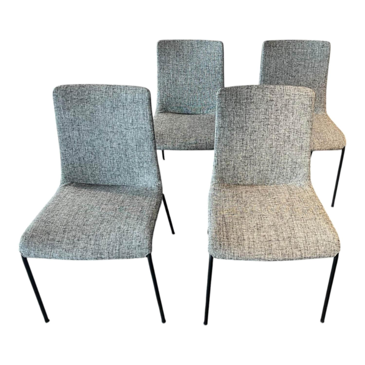 4er Set Stuhl Liz 1302 Stoff Grau Gestell Schwarz