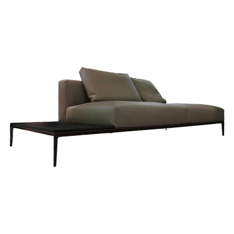 Recamiere Jaan Living 783 Leder Safari Grau mit Ablage