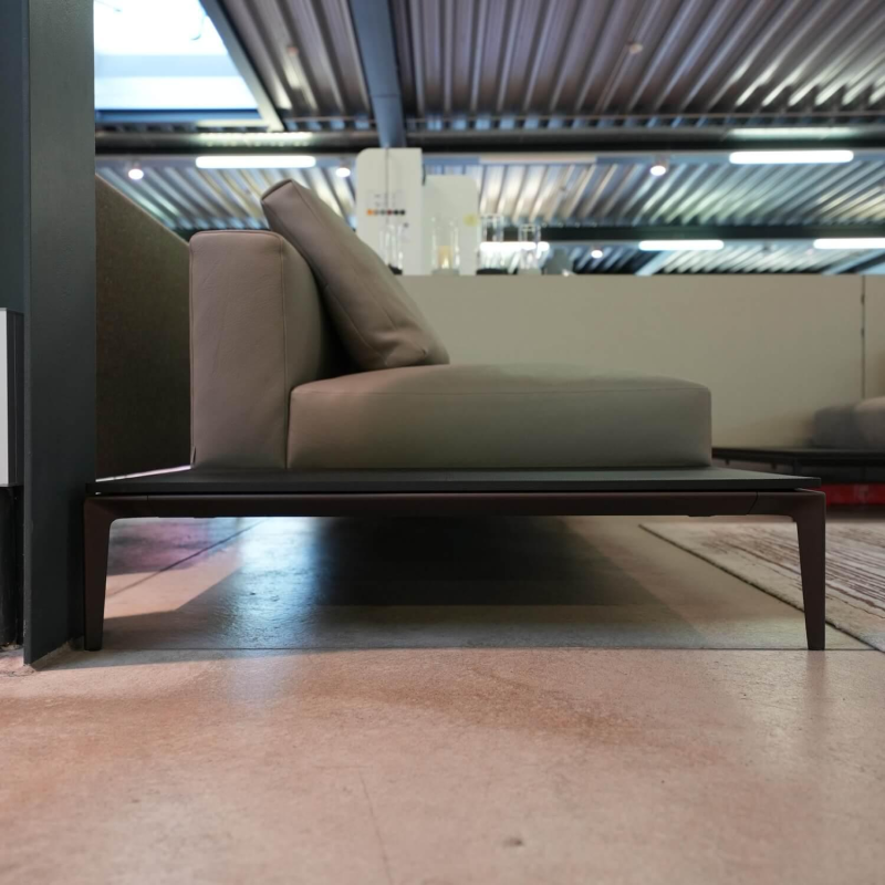 Recamiere Jaan Living 783 Leder Safari Grau mit Ablage