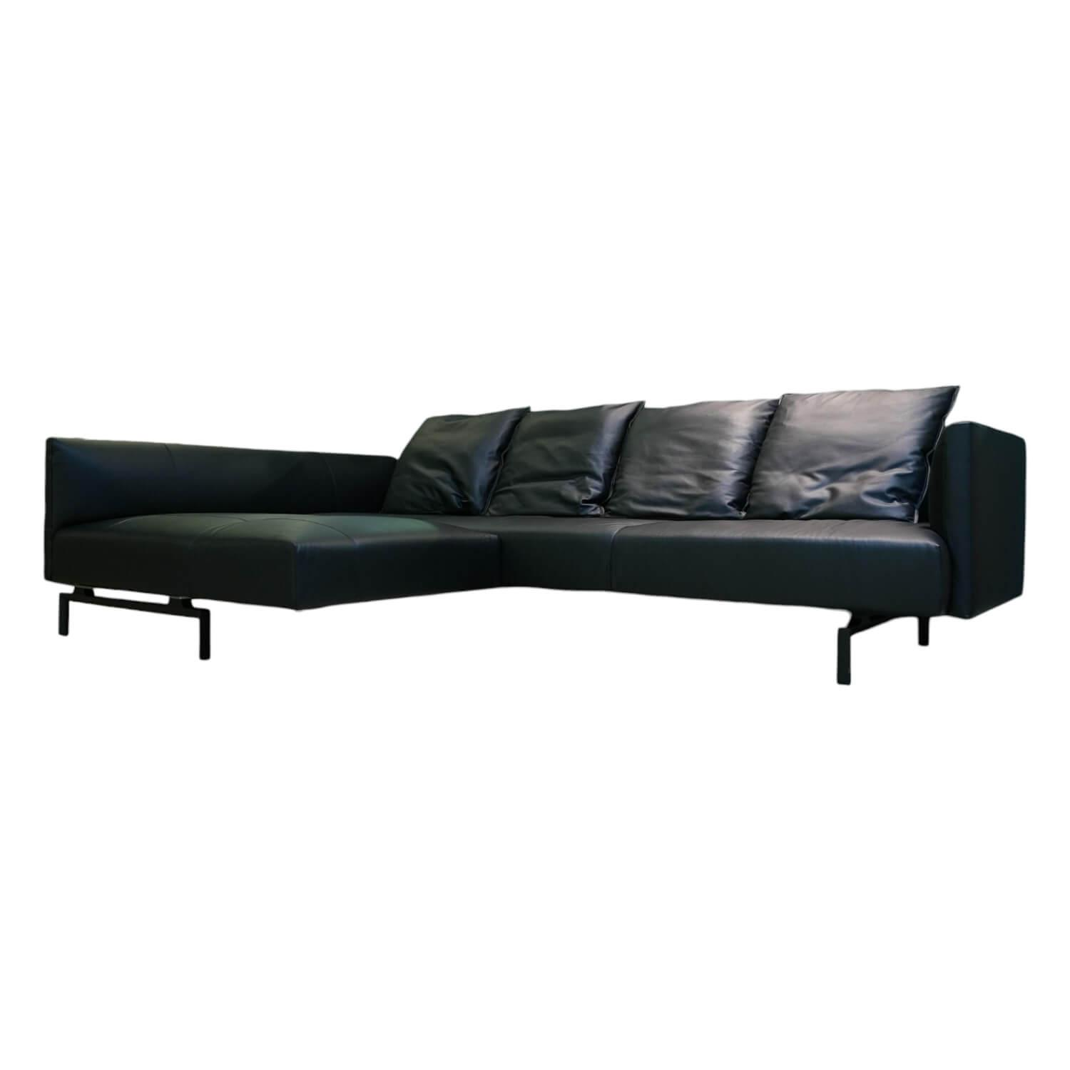 Muud C21 Leder Sofaecke Schwarz Matt Pulverbeschichtet