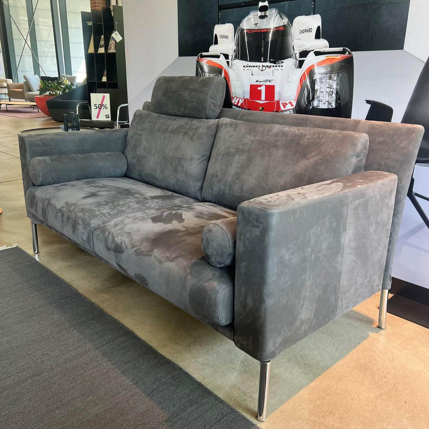 Walter Knoll Sofa Jason 390 25 FLFR Leder Mohnsamen Grau