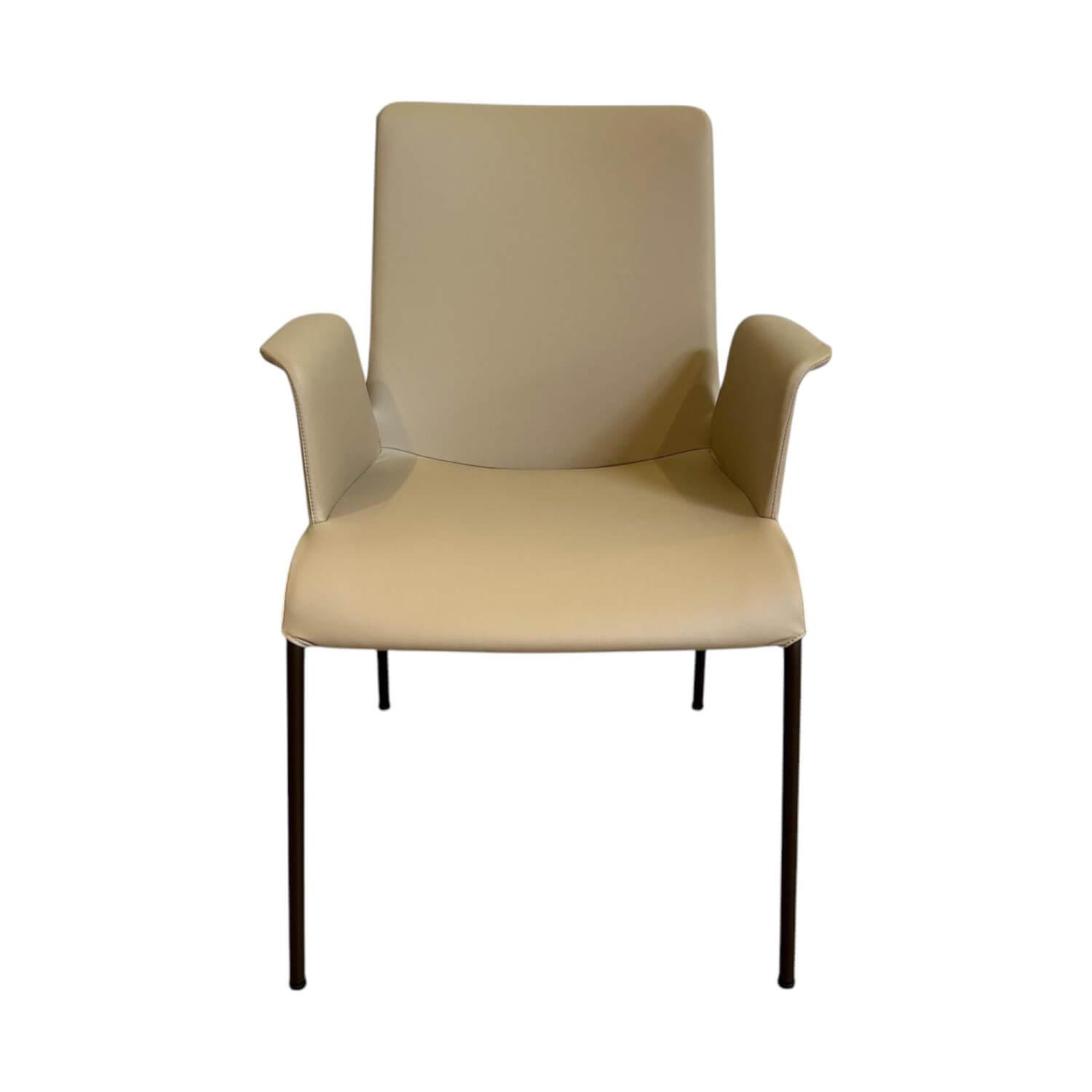 Walter Knoll Liz 1314 Armchair, Beige Leather, Bronze Frame